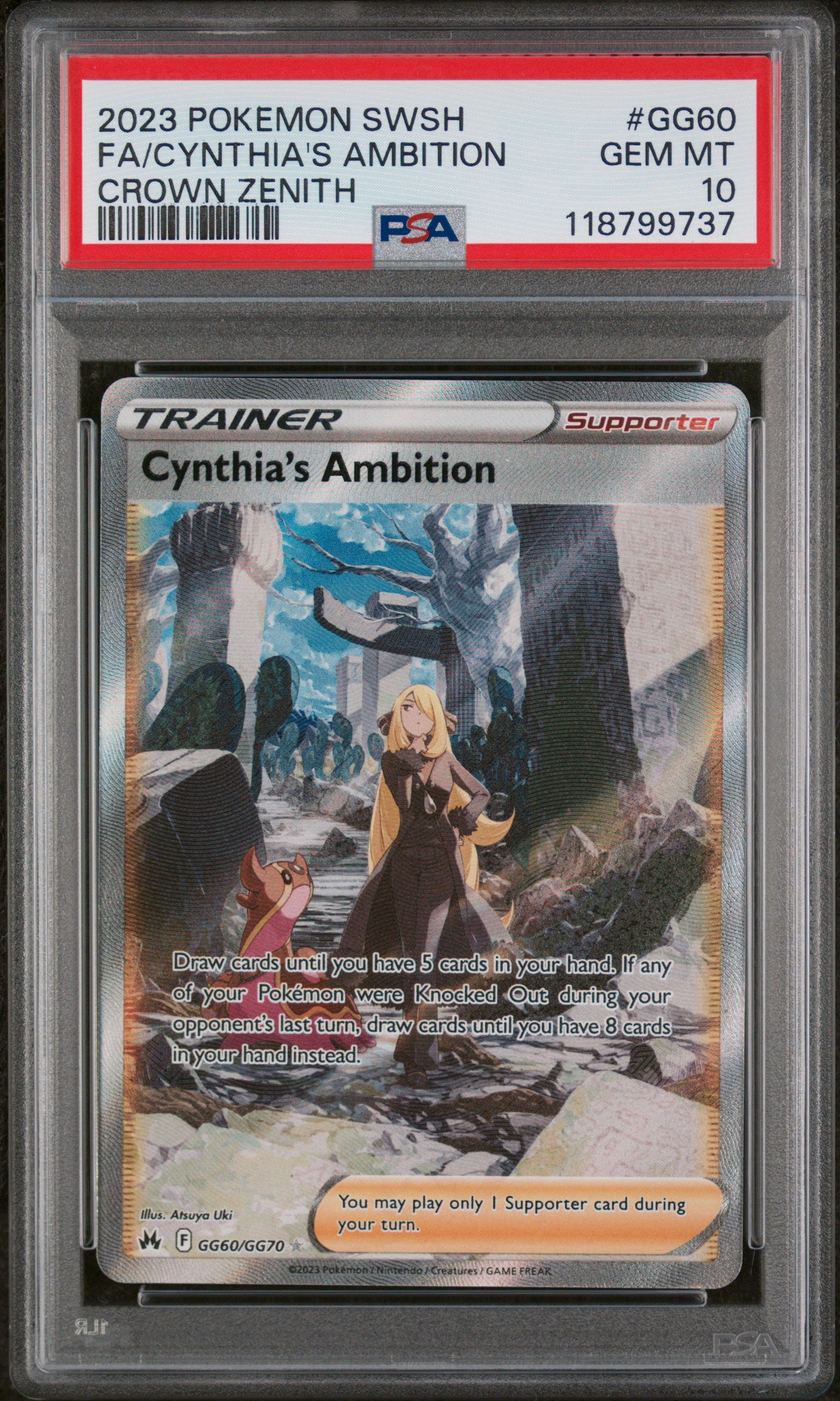 2023 Pokemon Sword and Shield Crown Zenith Galarian Gallery Cynthia's Ambition #GG60 PSA 10