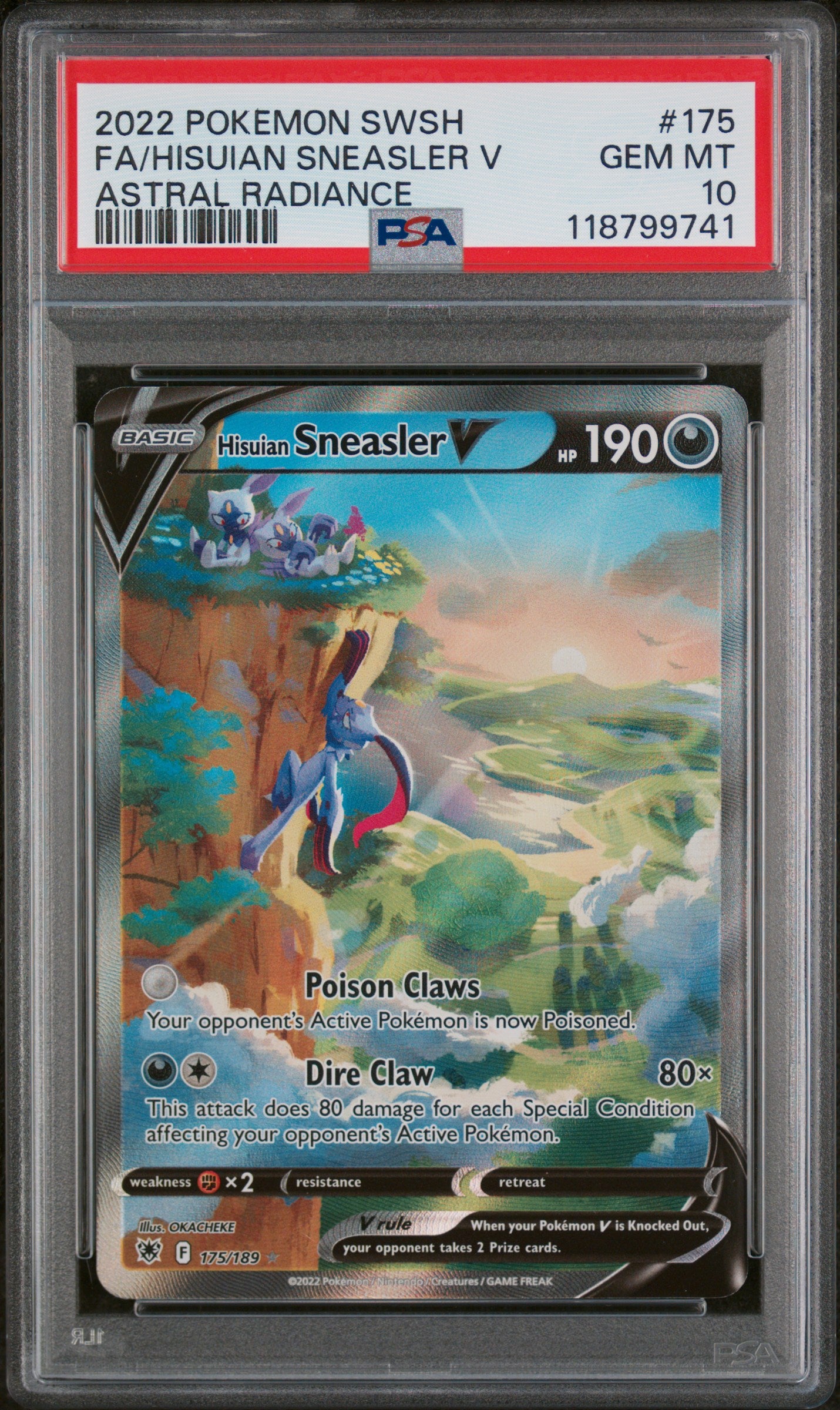 2022 Pokemon Sword and Shield Astral Radiance Hisuian Sneasler V #175 PSA 10