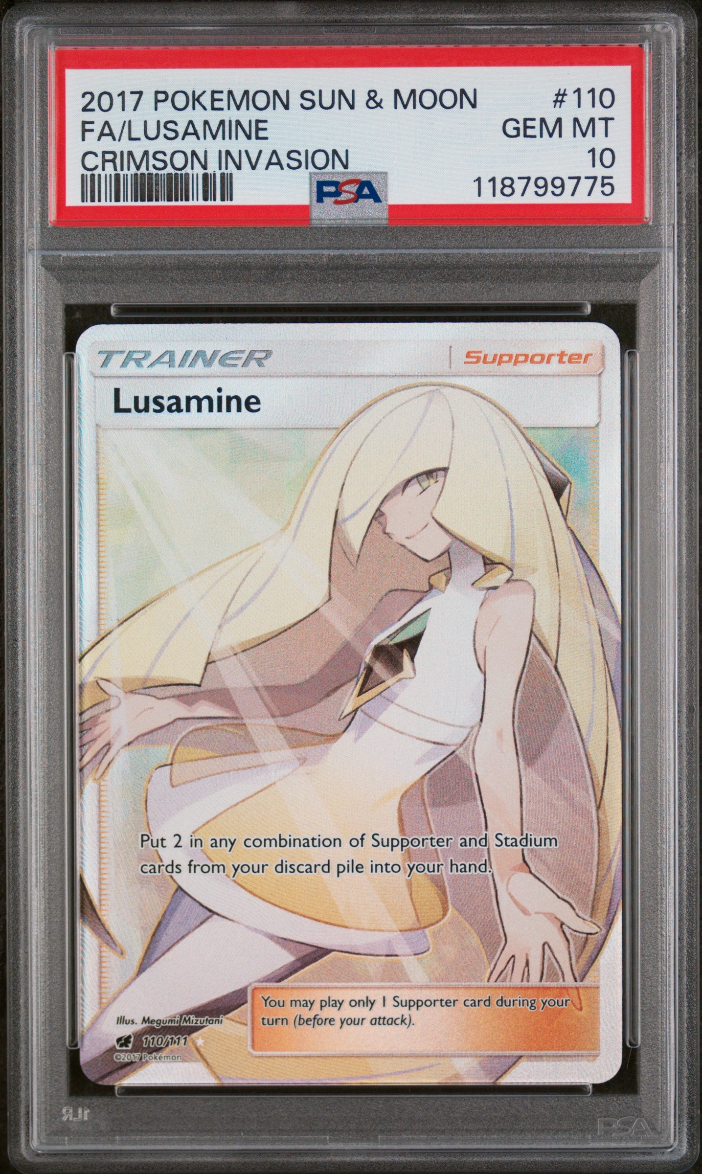 2017 Pokemon Sun and Moon Crimson Invasion Lusamine #110 PSA 10