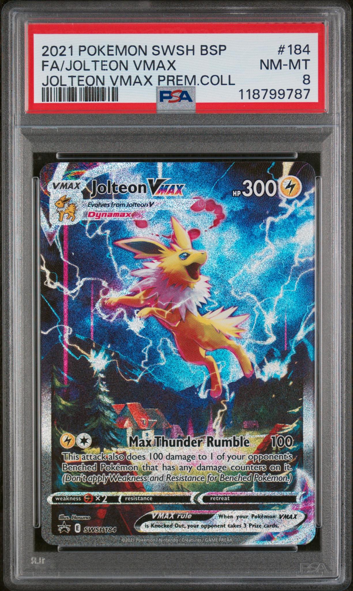2021 Pokemon Sword and Shield Black Star Promo Premium Collection Jolteon Vmax #SWSH184 PSA 8