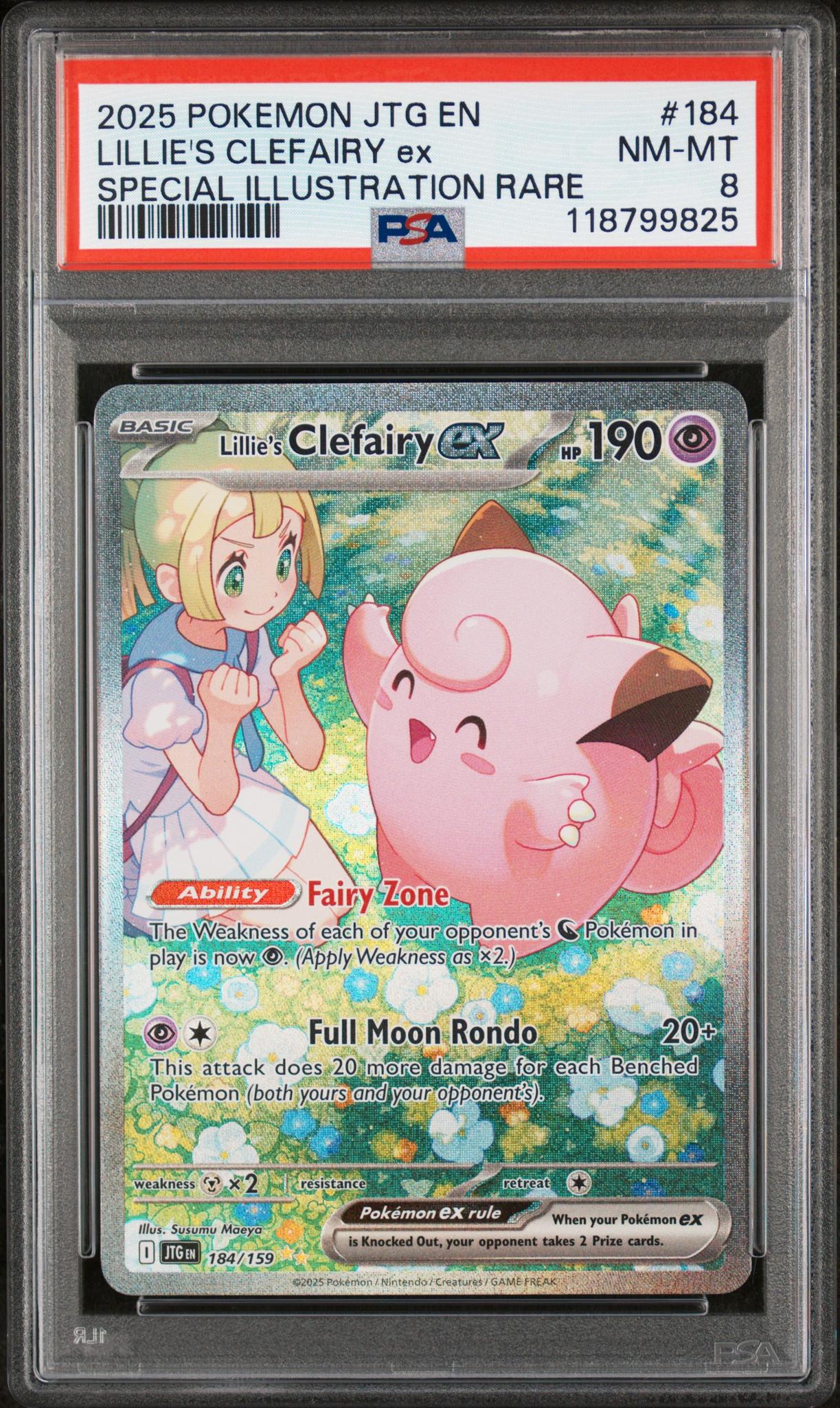2025 Pokemon Scarlet and Violet Journey Together Special Illustration Rare Lillie's Clefairy Ex #184 PSA 8