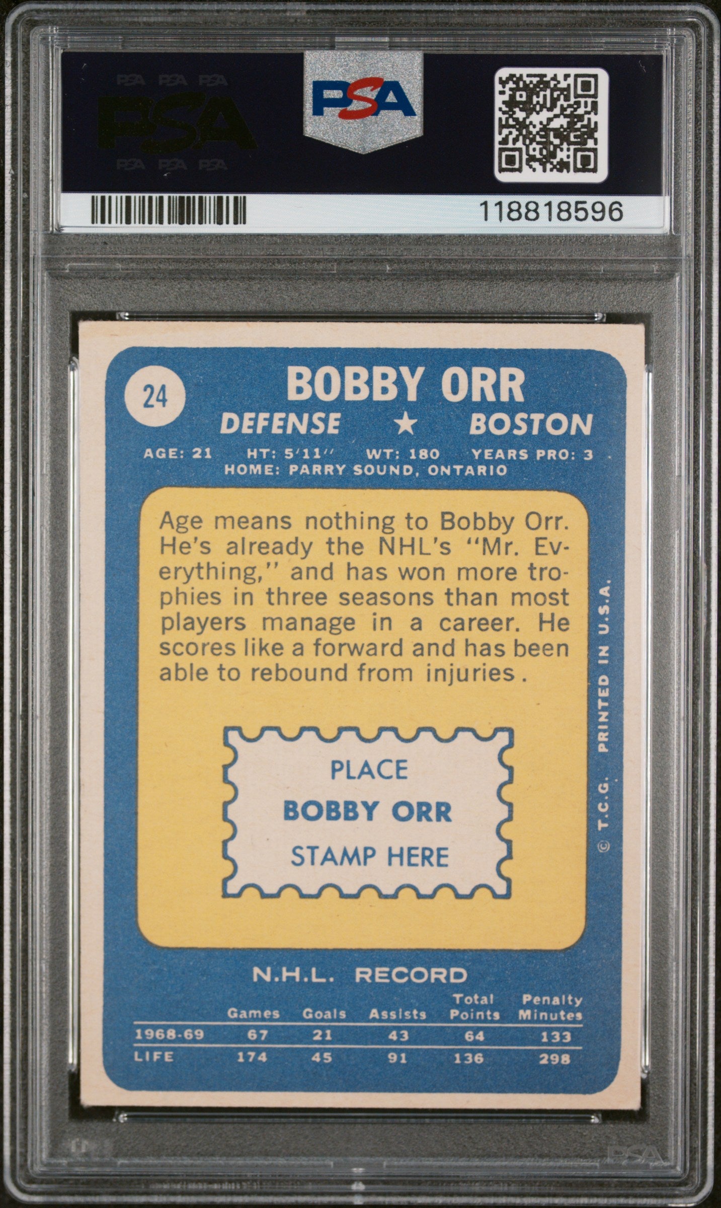 1969 Topps Bobby Orr #24 PSA 5