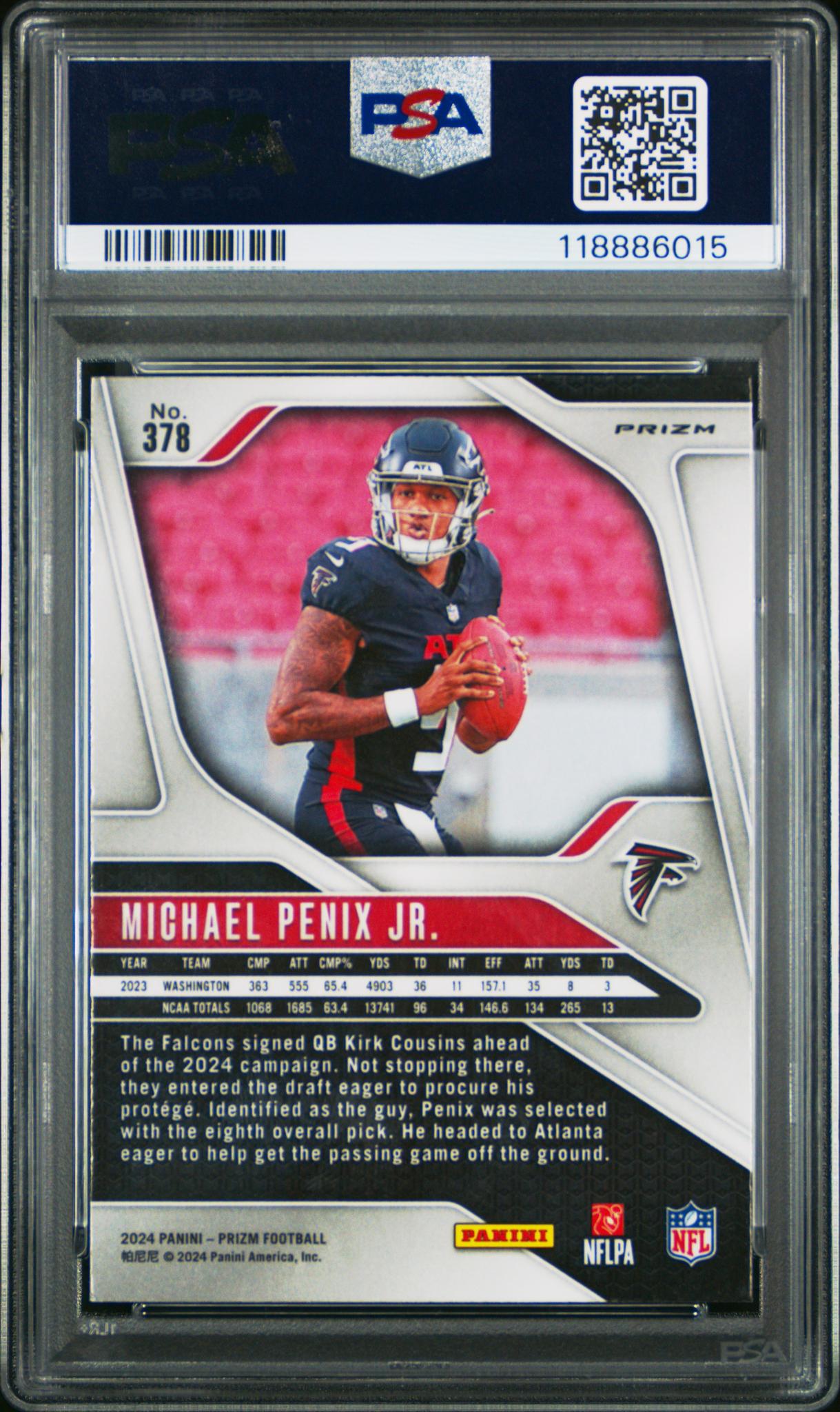 2024 Panini Prizm Lazer Prizm Michael Penix Jr. #378 RC PSA 9