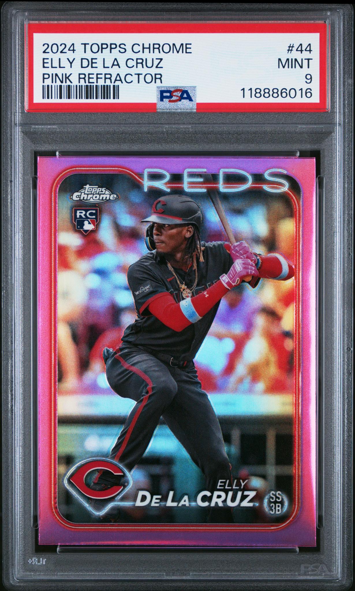 2024 Topps Chrome Pink Refractor Elly De La Cruz #44 PSA 9
