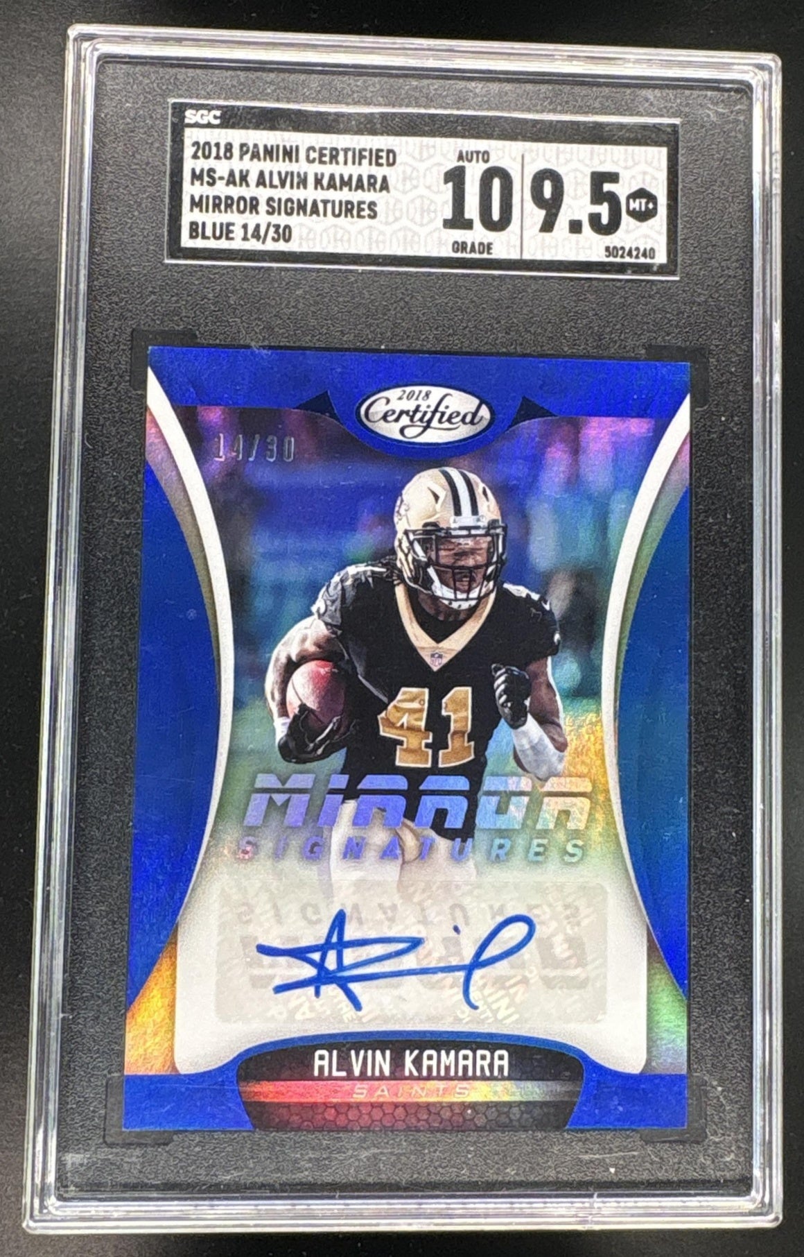 2018 Certified Alvin Kamara Mirror Signatures Blue Auto /30 SGC 9.5