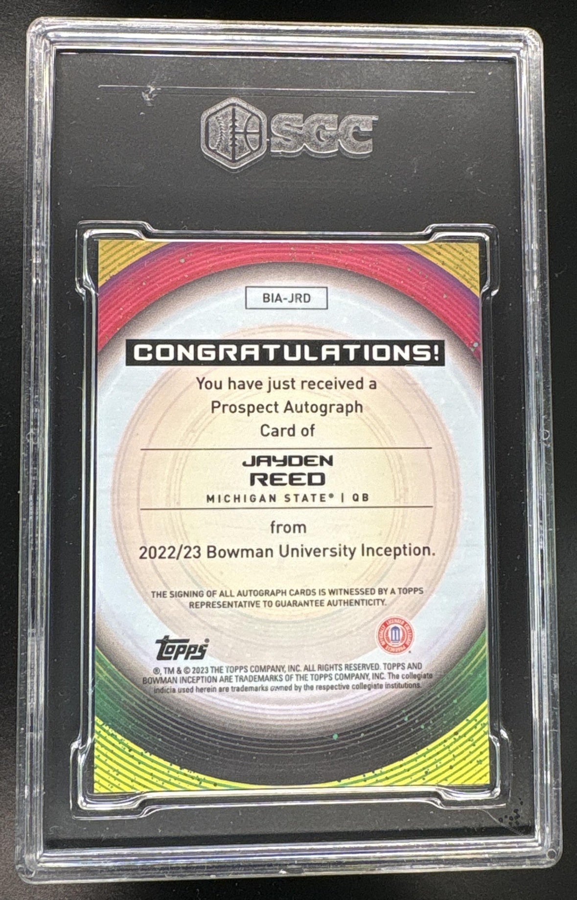 2022 Bowman U Jayden Reed Inception Auto SGC 10