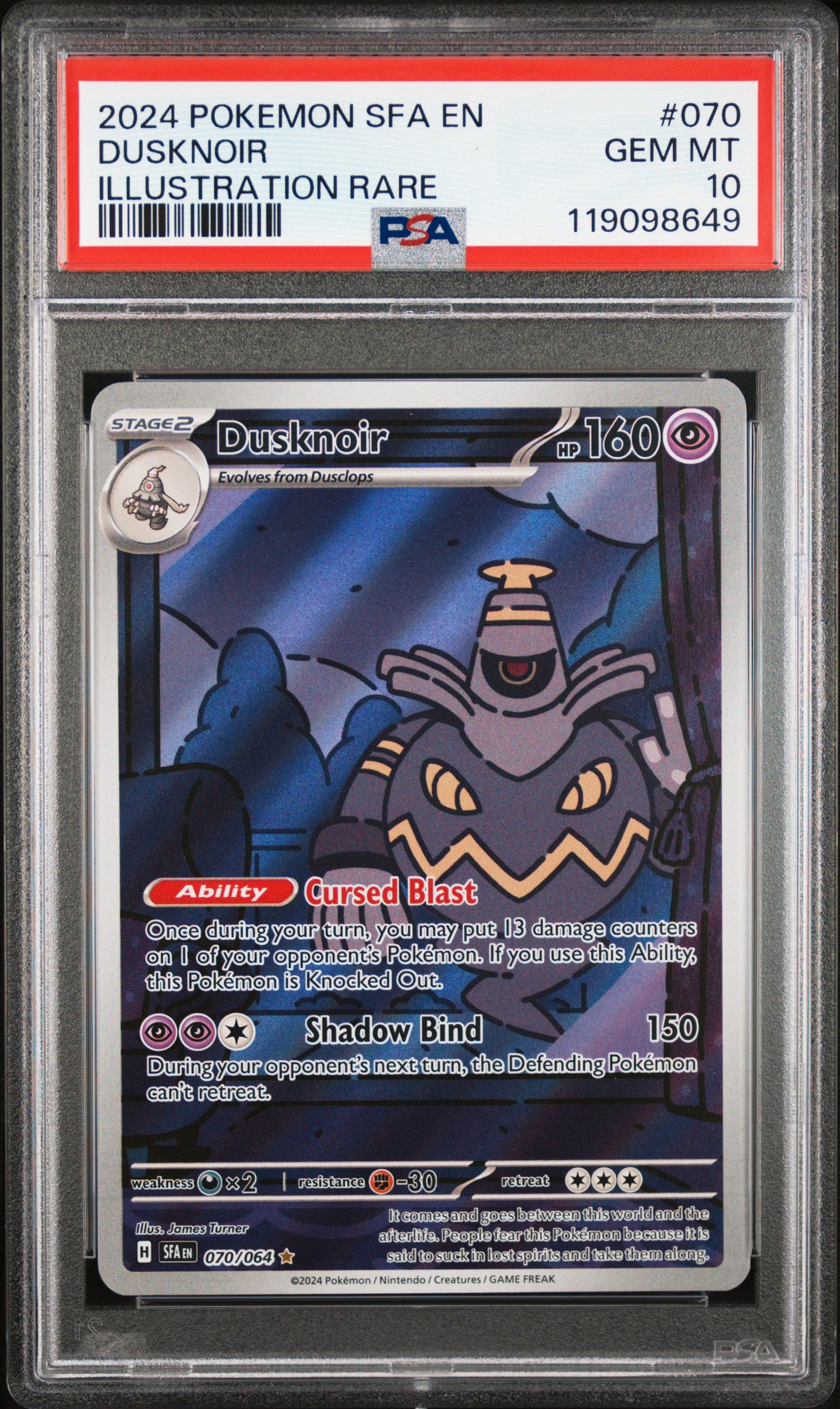 2024 Pokemon #070/064 Dusknoir Illustration Rare PSA 10