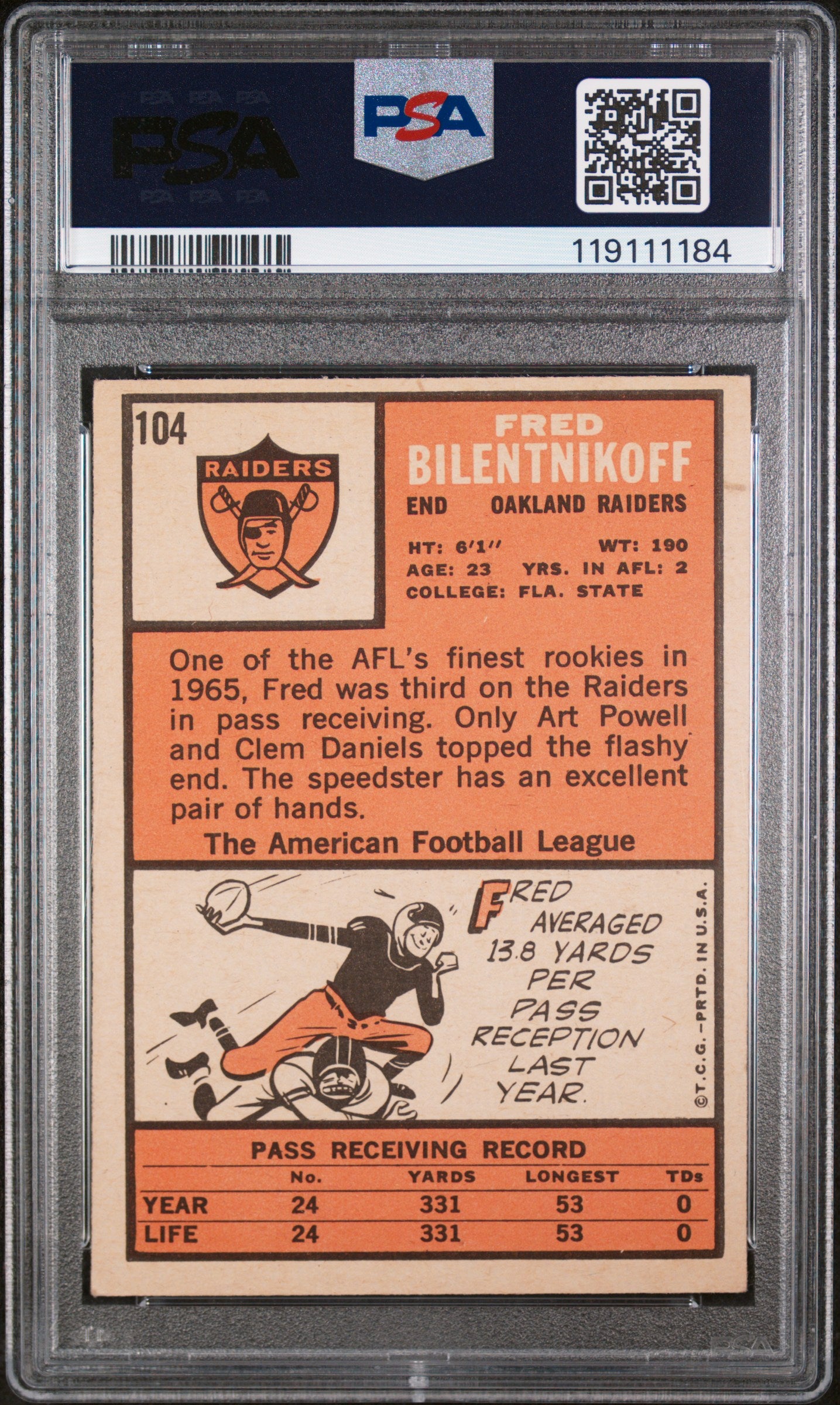 1966 Topps Fred Biletnikoff #104 PSA 4