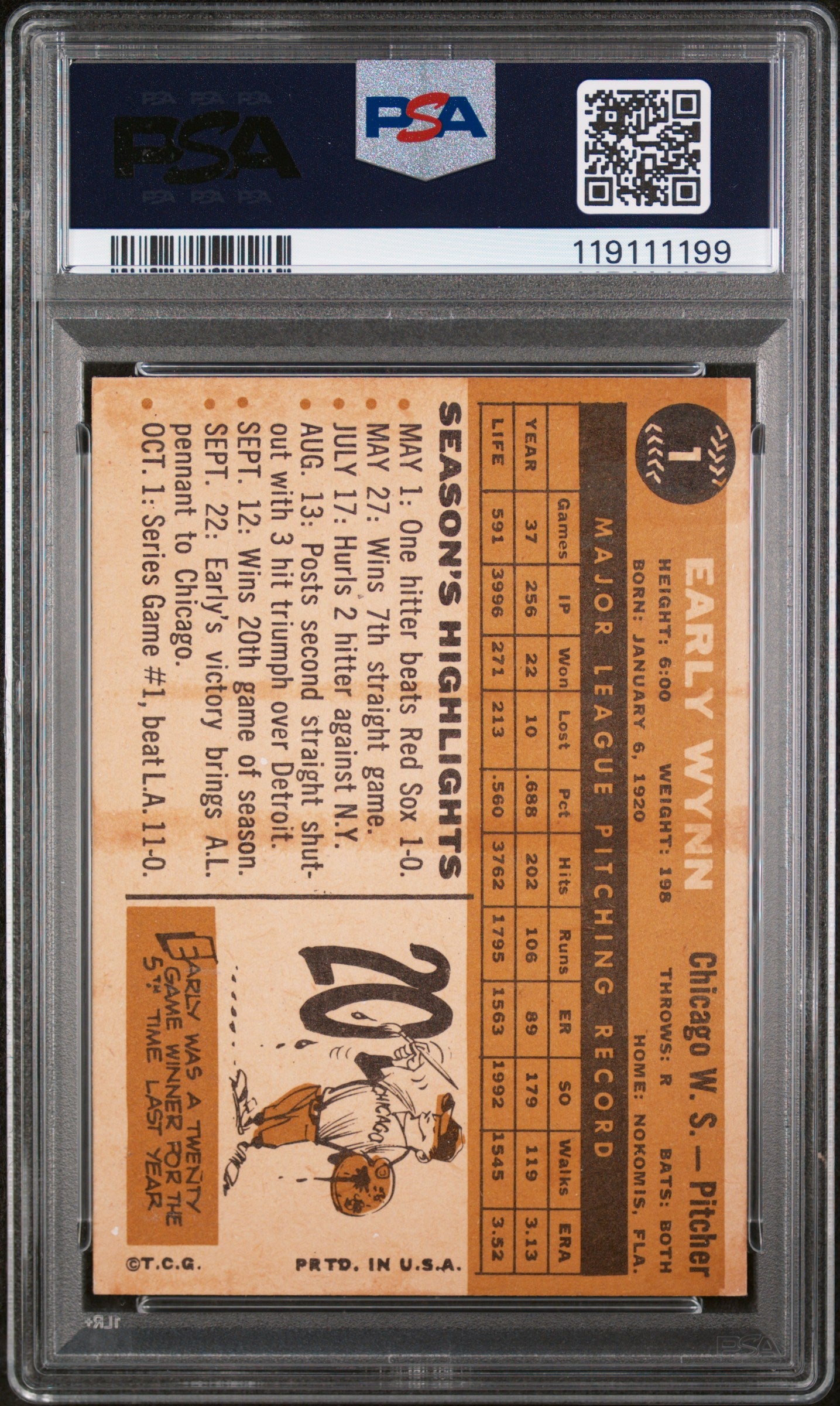 1960 Topps Early Wynn #1 PSA 4