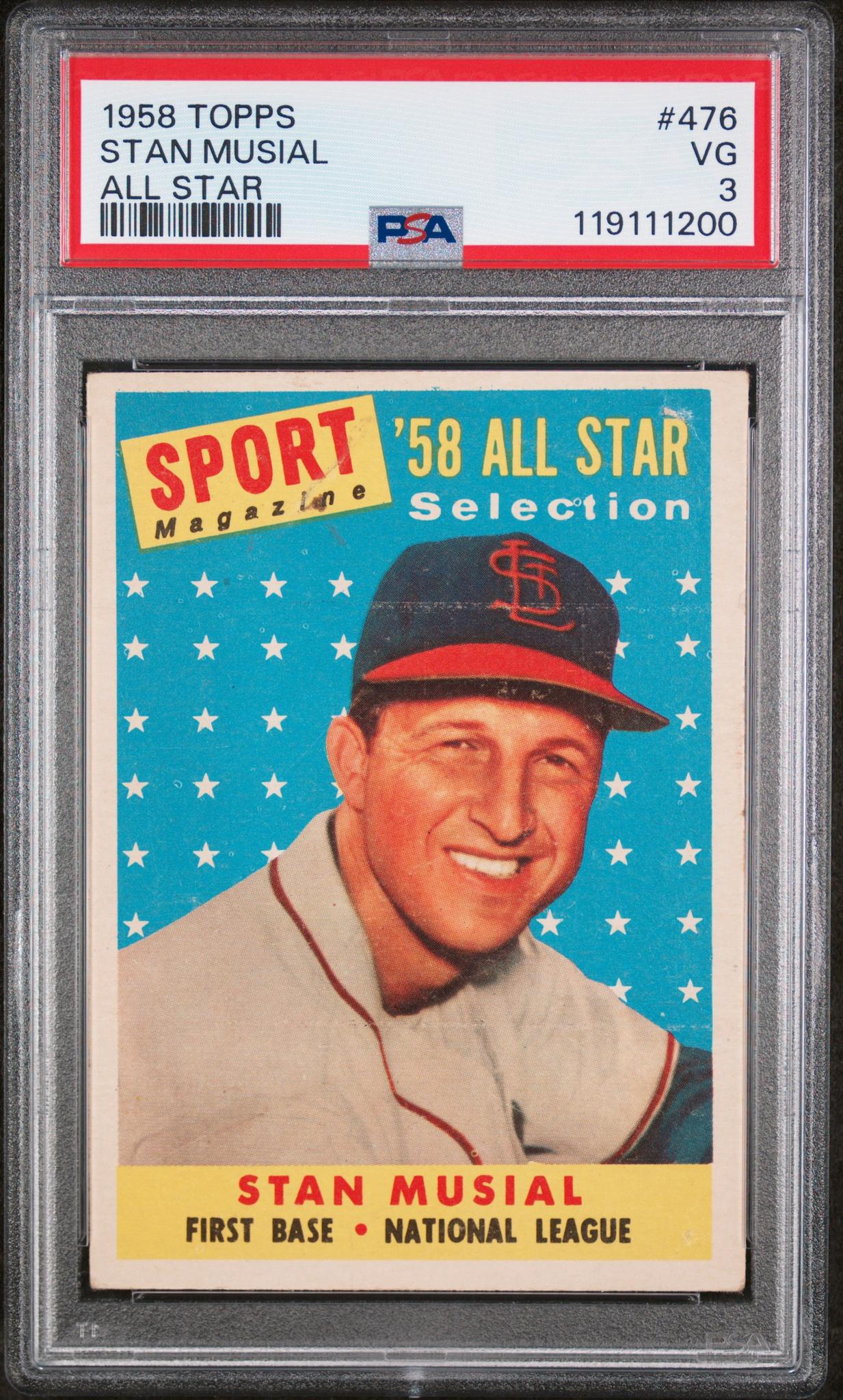 1958 Topps Baseball Sport Magazine All-Star Stan Musial #476 PSA 3