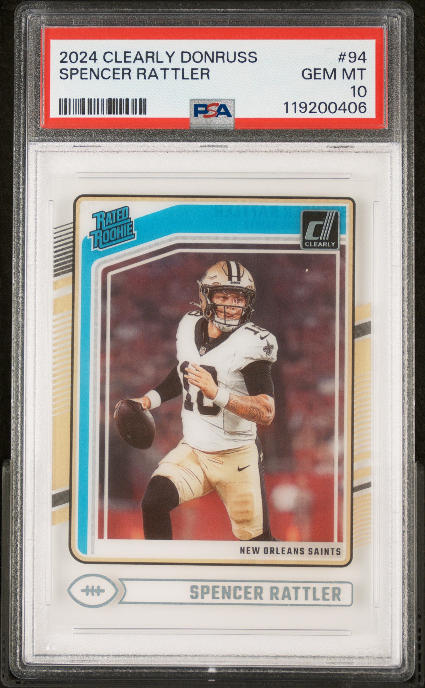 2024 Panini Clearly Donruss Spencer Rattler #94 PSA 10
