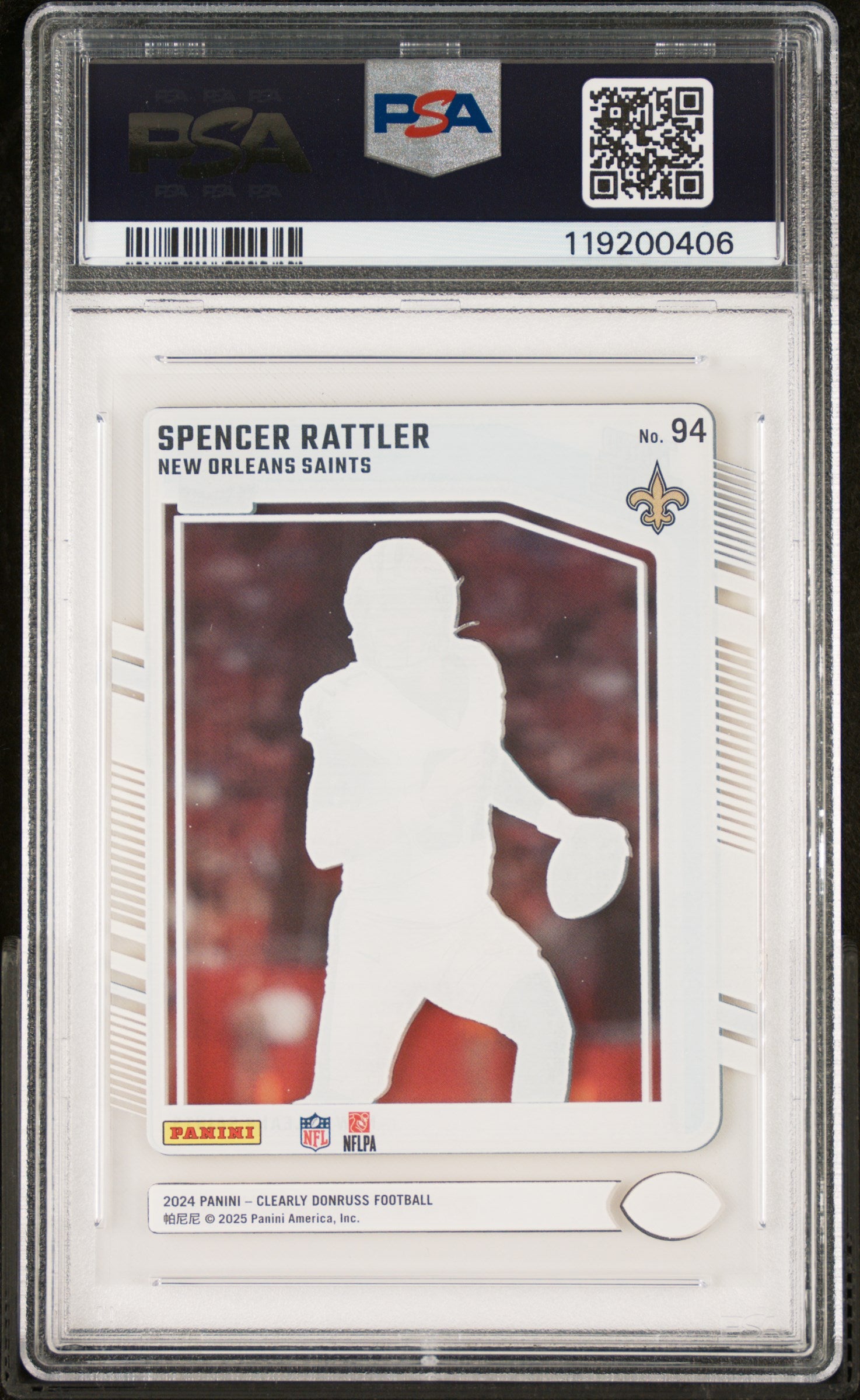 2024 Panini Clearly Donruss Spencer Rattler #94 PSA 10