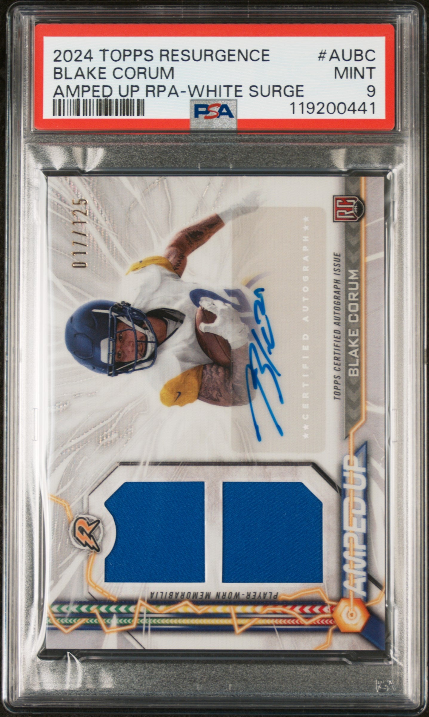 2024 Topps Resurgence #AUBC Blake Corum Amped Up /125 PSA 9