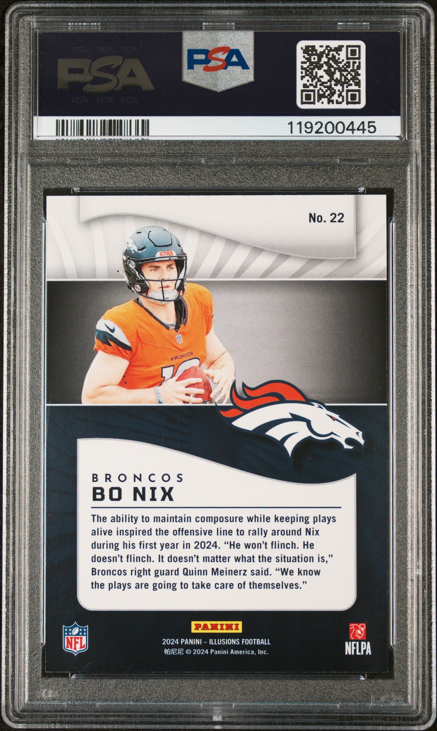 2024 Illusions #22 Bo Nix Trophy Collection Yellow Diamond PSA 9