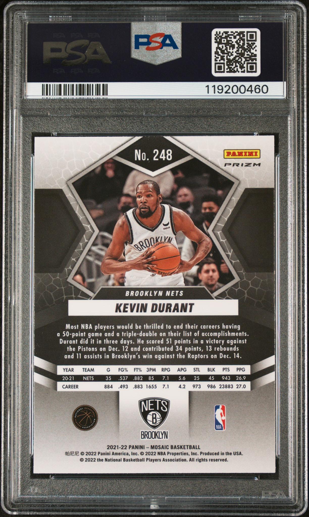 2021 Mosaic #248 Kevin Durant Genesis PSA 9