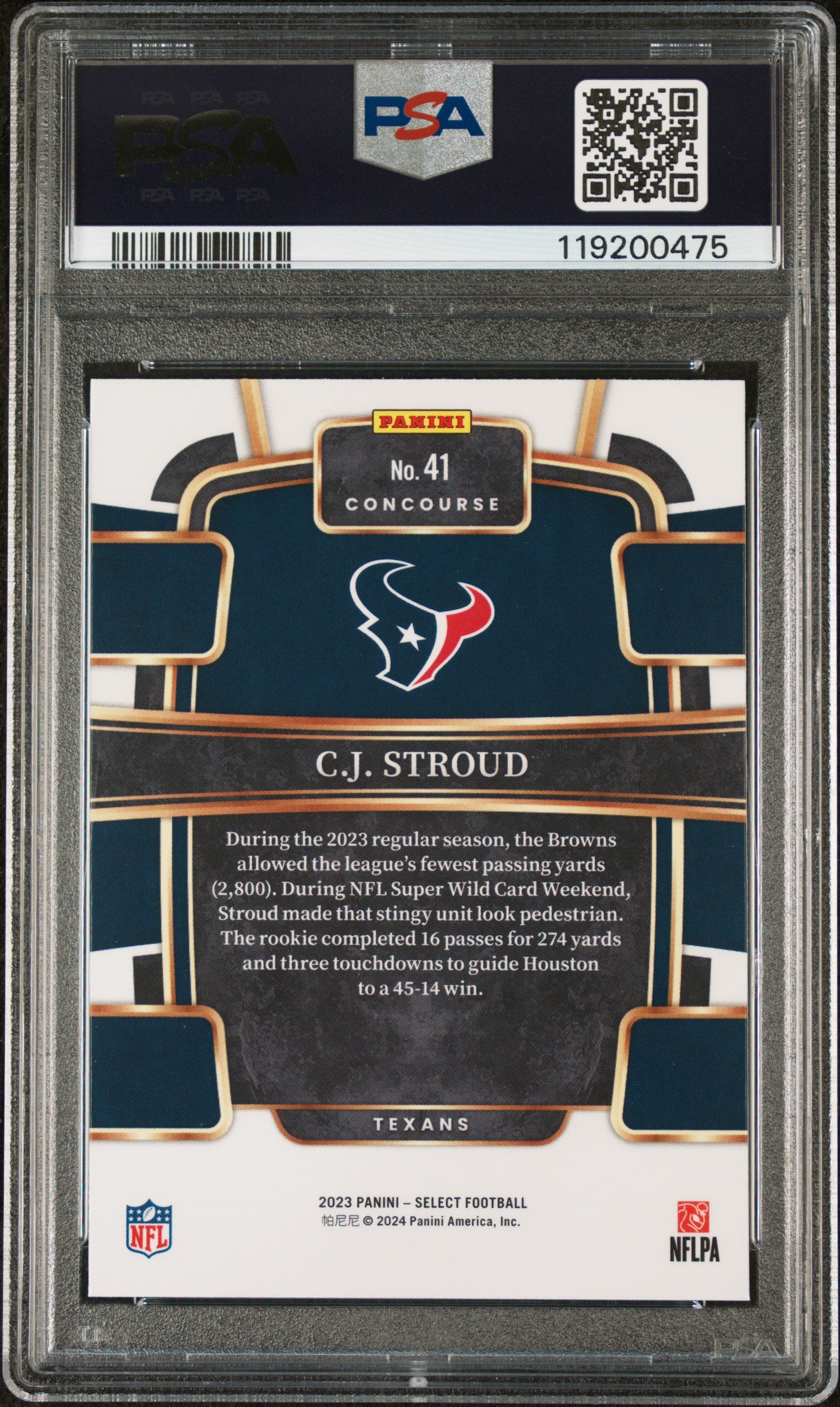 2023 Select #41 C.J. Stroud Concourse PSA 10