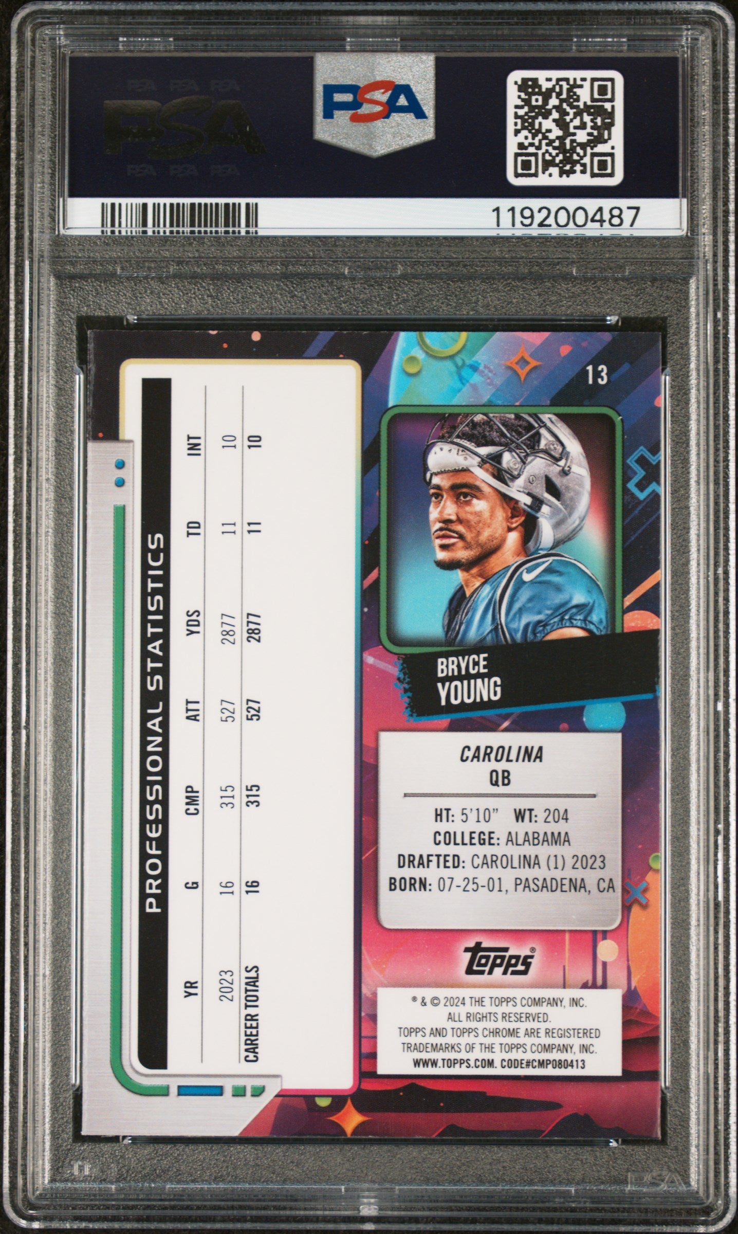 2024 Topps Chrome #13 Bryce Young /75 PSA 10