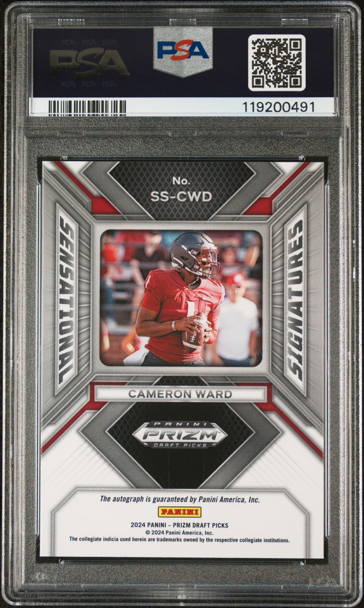 2024 Prizm #SS-CWD Cameron Ward Sensational Signatures PSA 9
