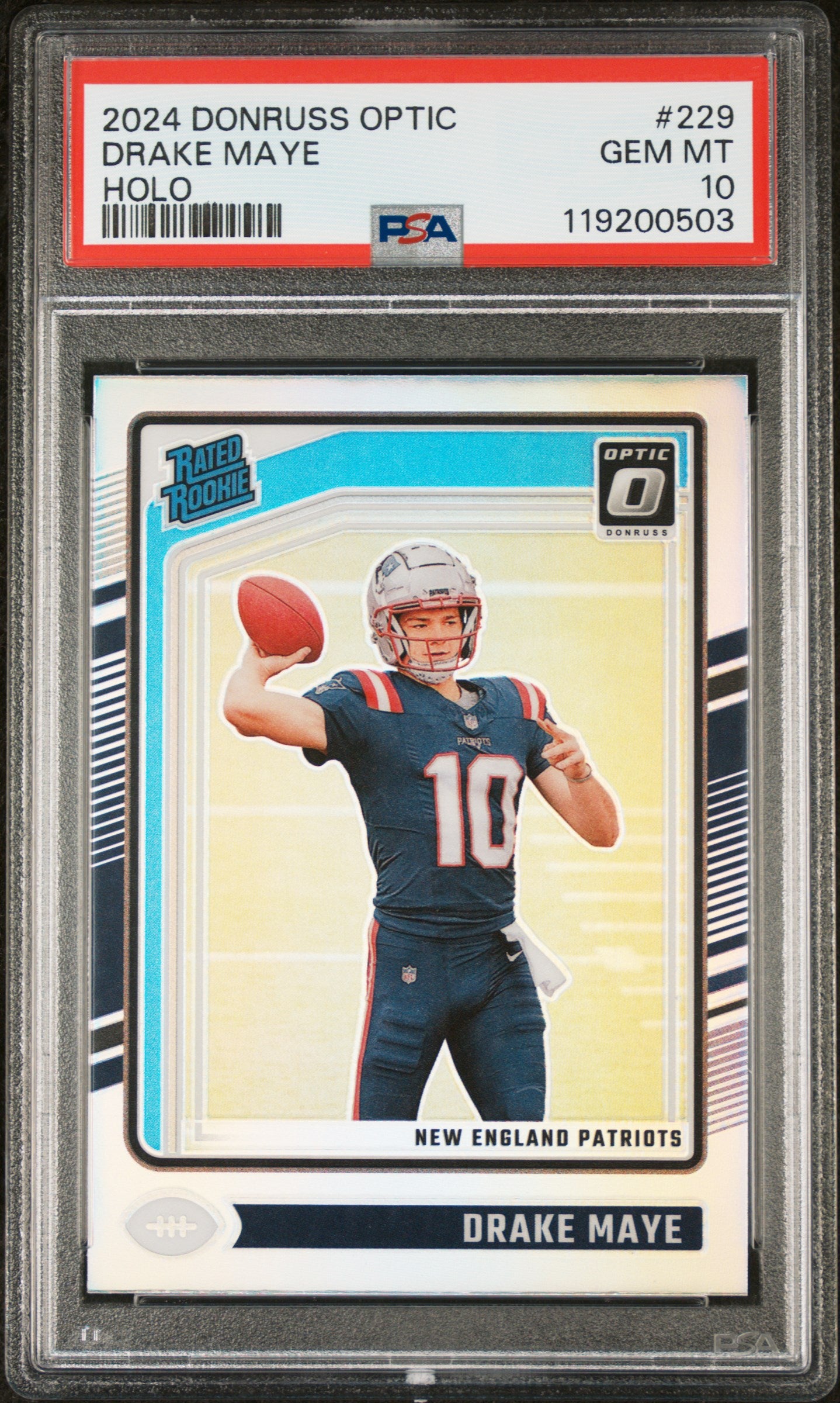 2024 Donruss Optic #229 Drake Maye Rated Rookie PSA 10