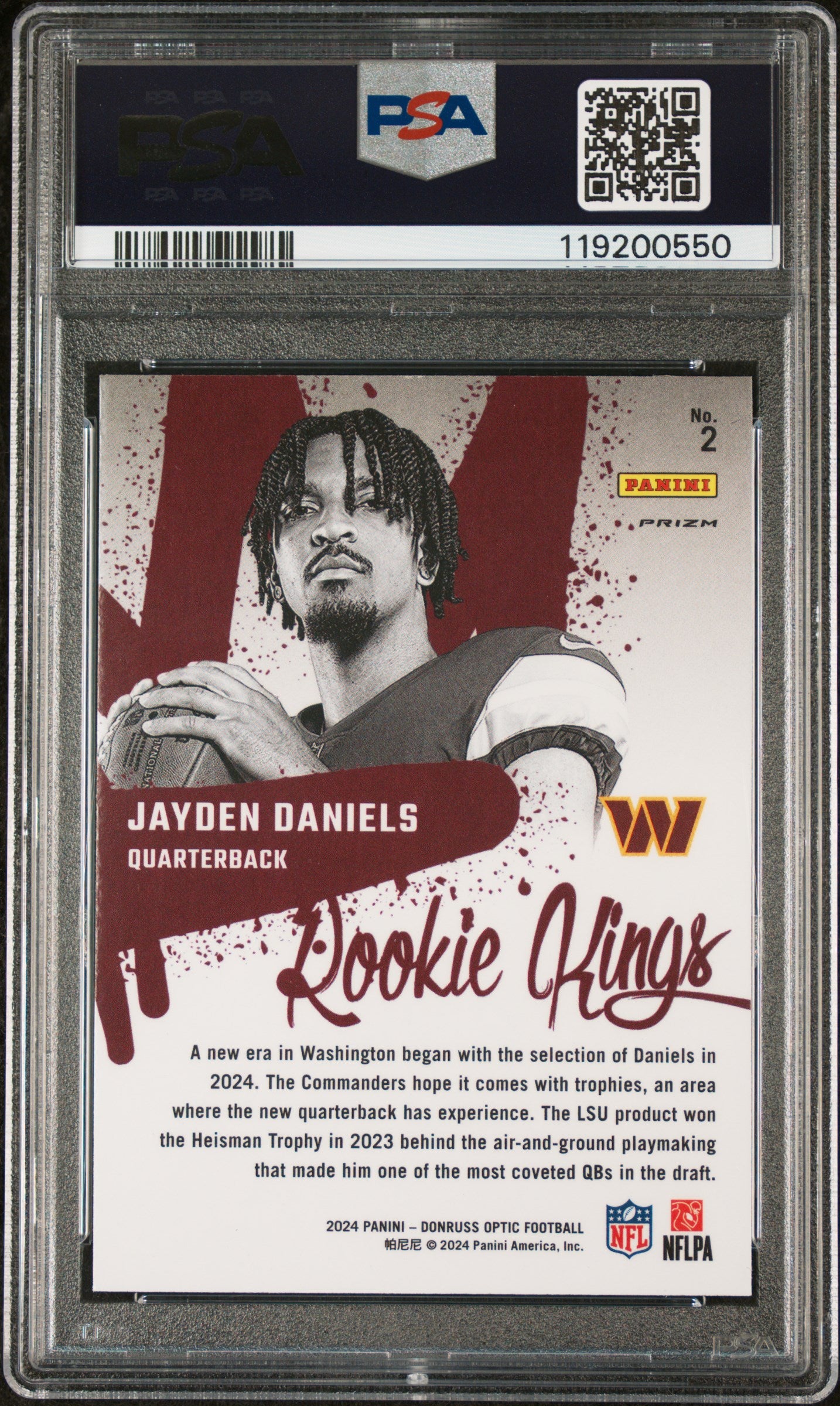 2024 Donruss Optic #2 Jayden Daniels Rookie Kings PSA 10