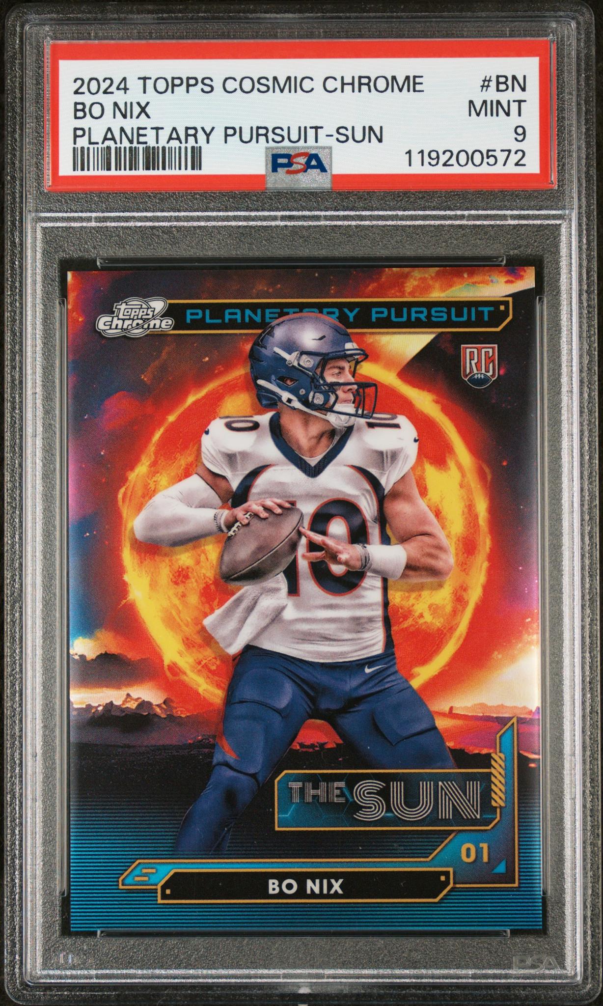2024 Topps Chrome #BN Bo Nix Planetary Pursuit-Sun PSA 9