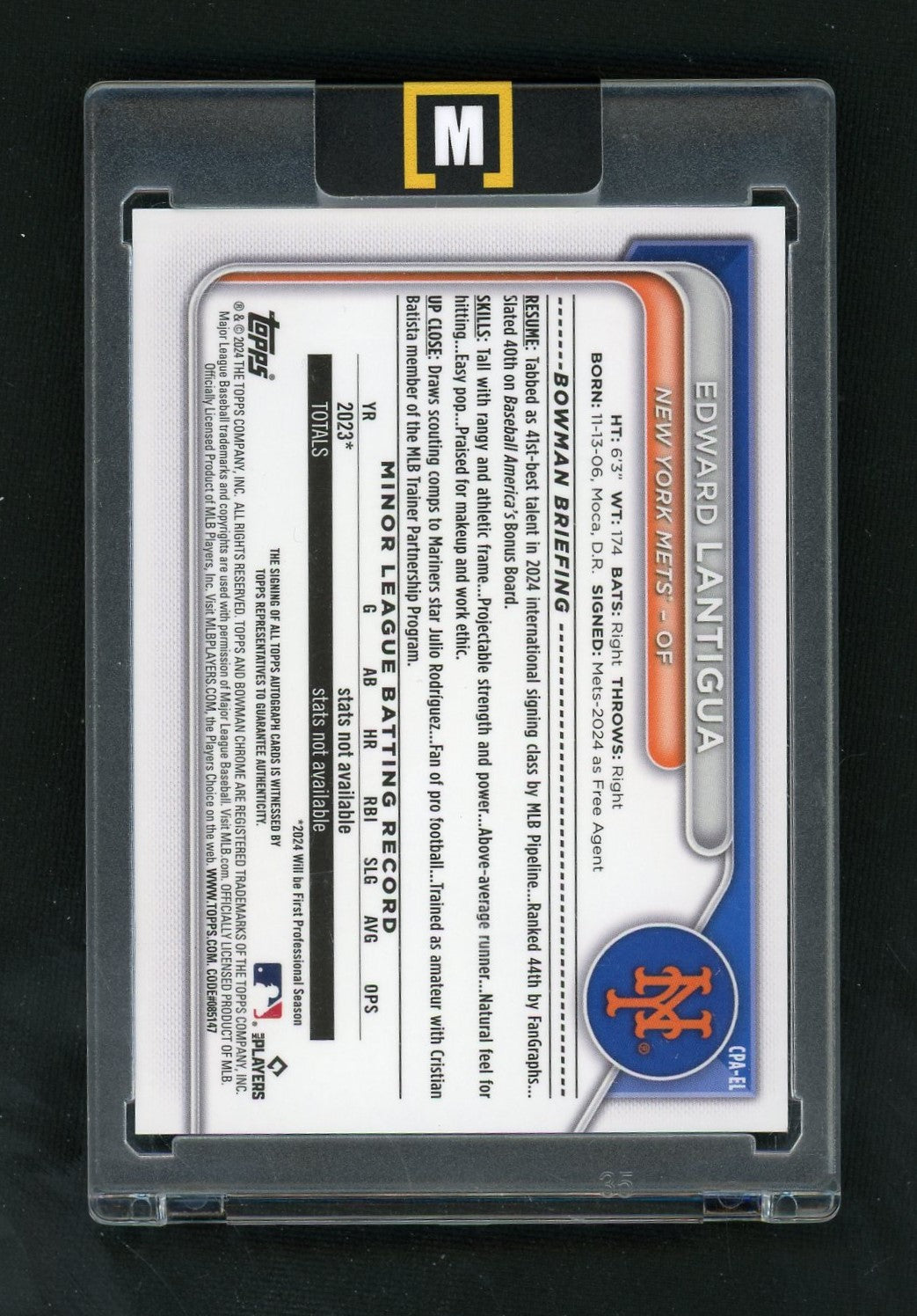 2023 Bowman Chrome CPA-EL Edward Lantigua 1st Gold Mini-Diamond Auto /50