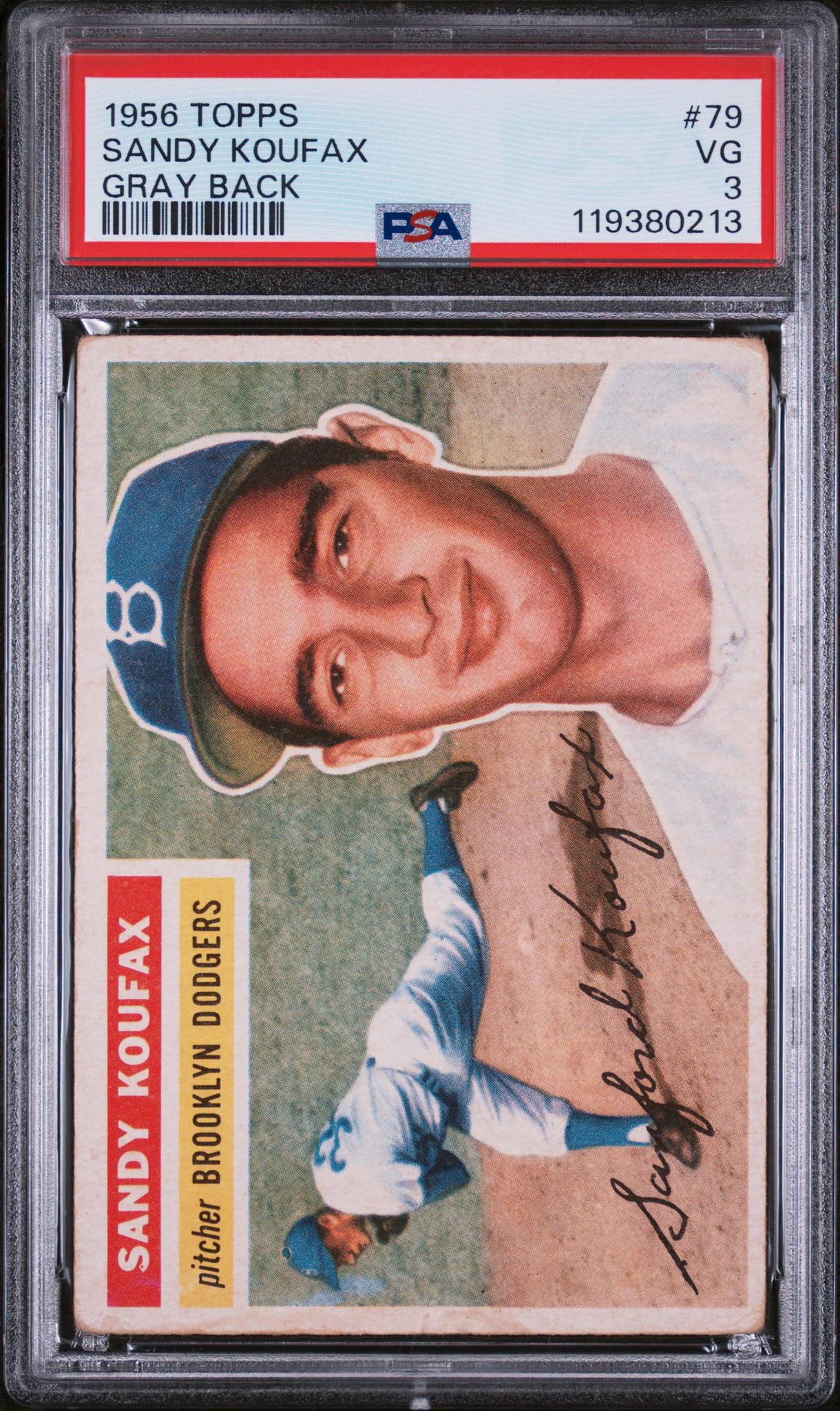 1956 Topps #79 Sandy Koufax Gray Back PSA 3
