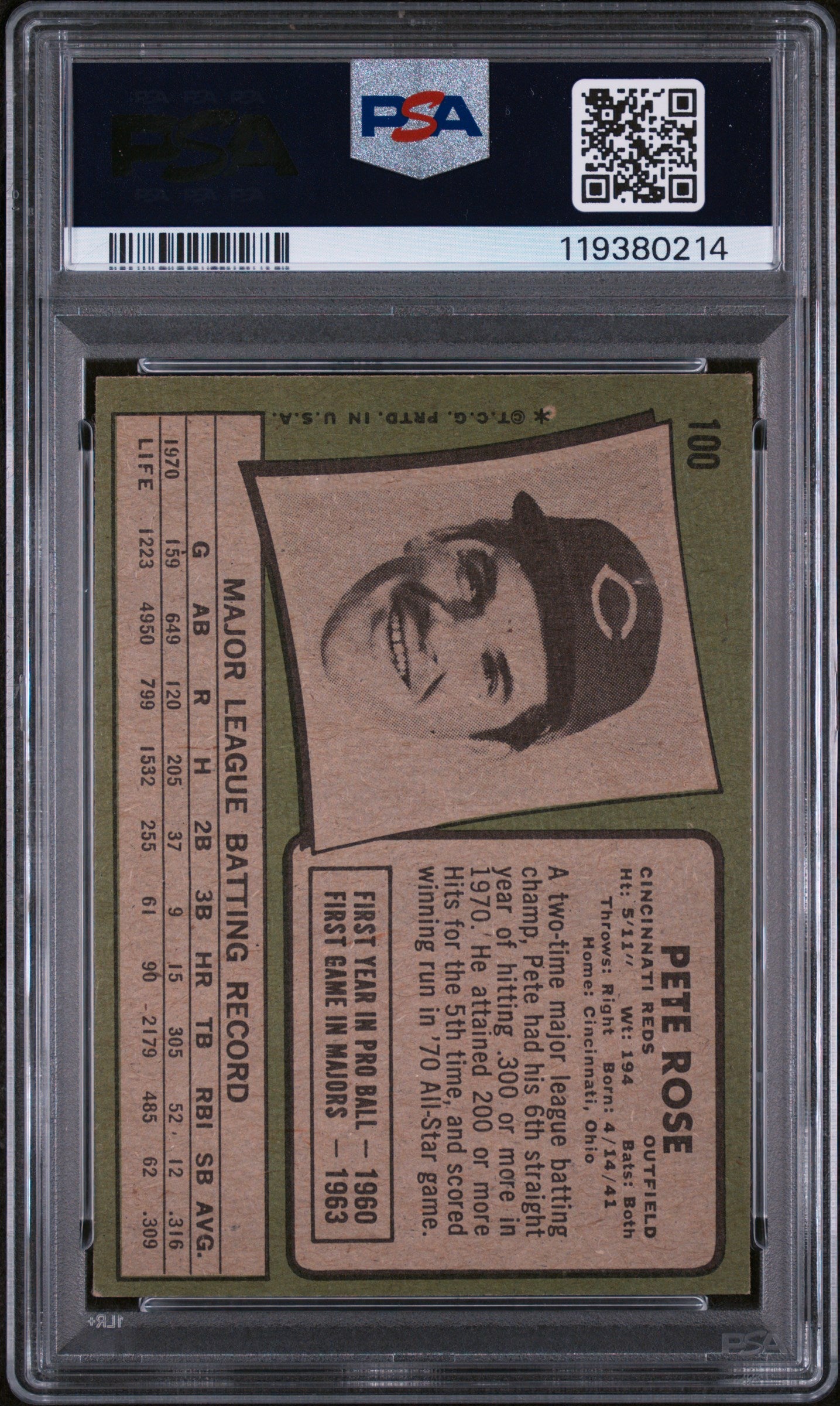 1971 Topps #100 Pete Rose PSA 5