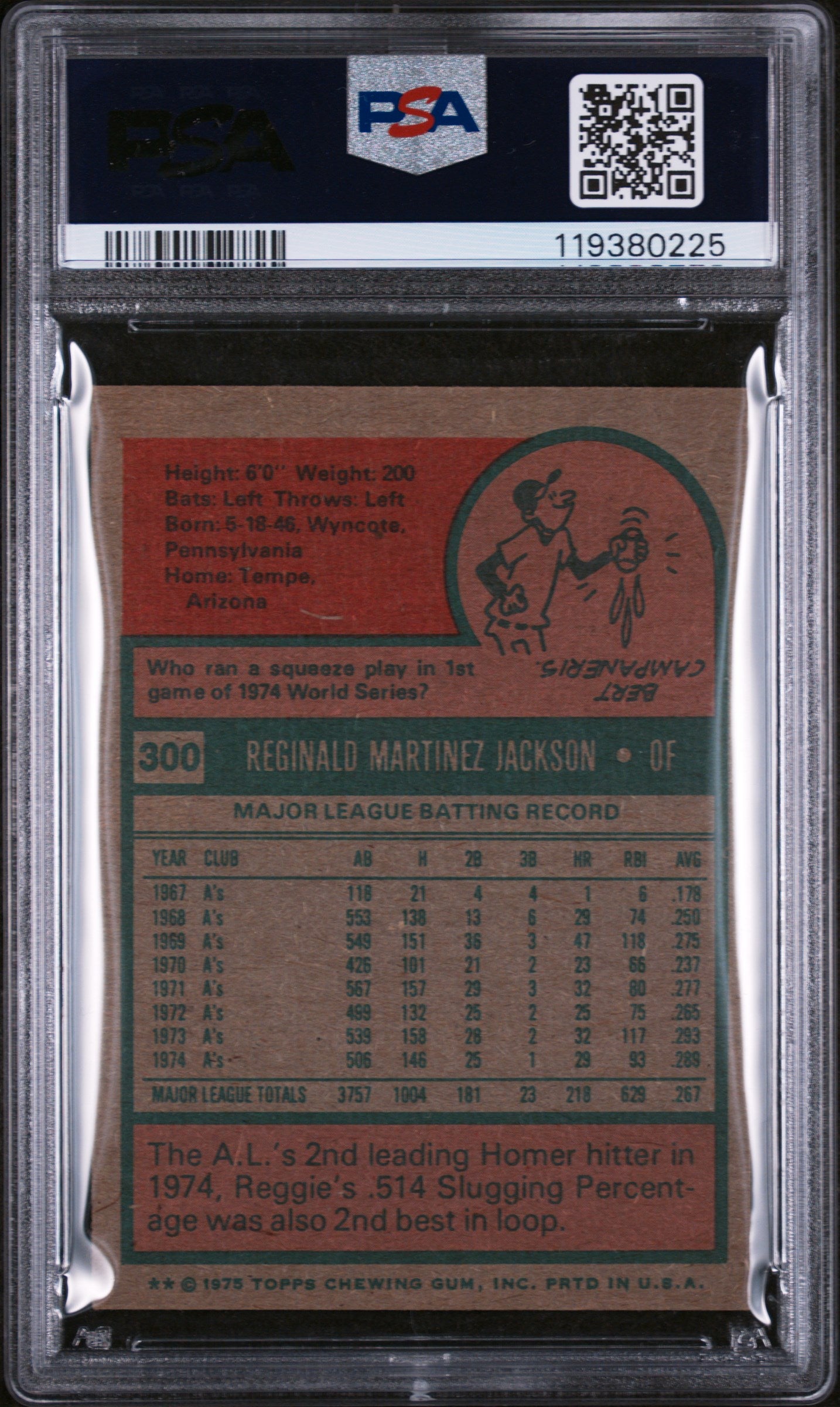 1975 Topps #300 Reggie Jackson PSA 5