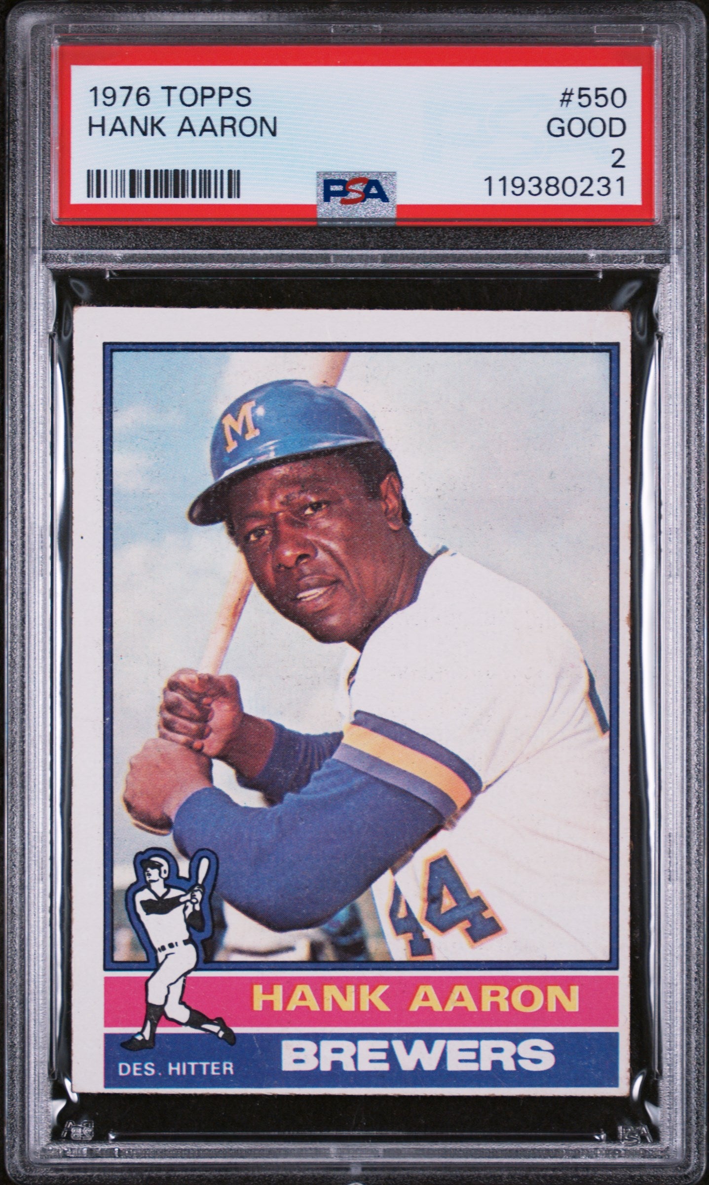 1976 Topps #550 Hank Aaron PSA 2