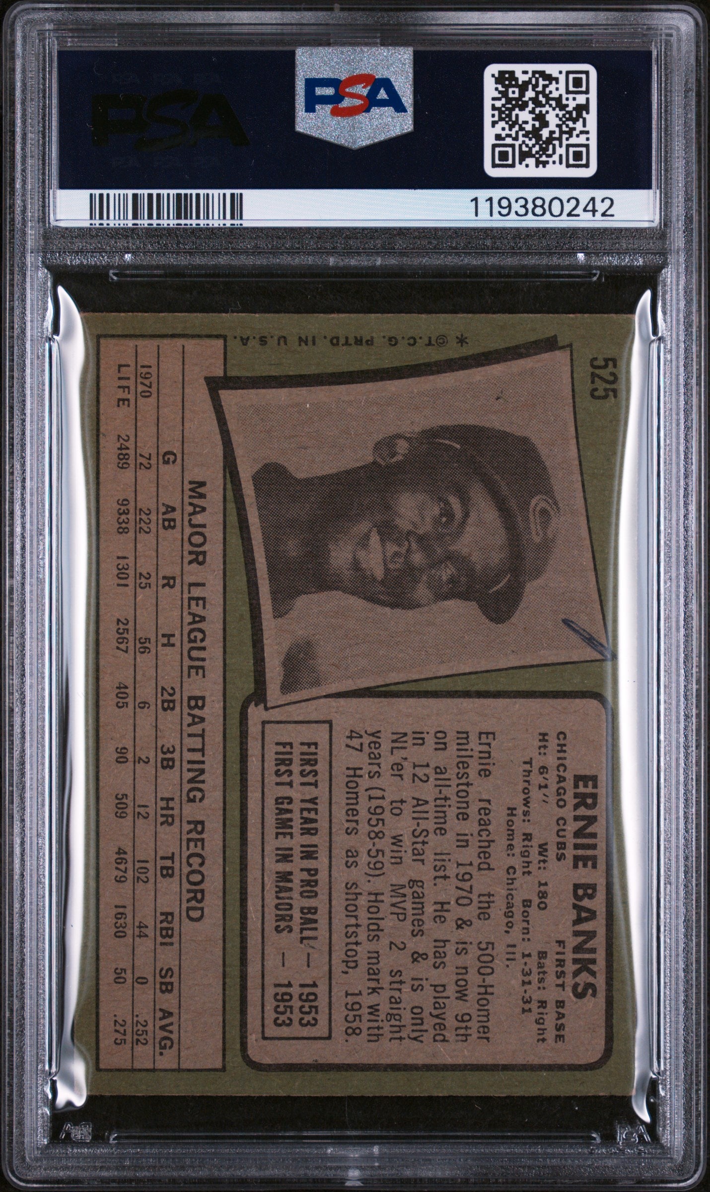 1971 Topps #525 Ernie Banks PSA 4