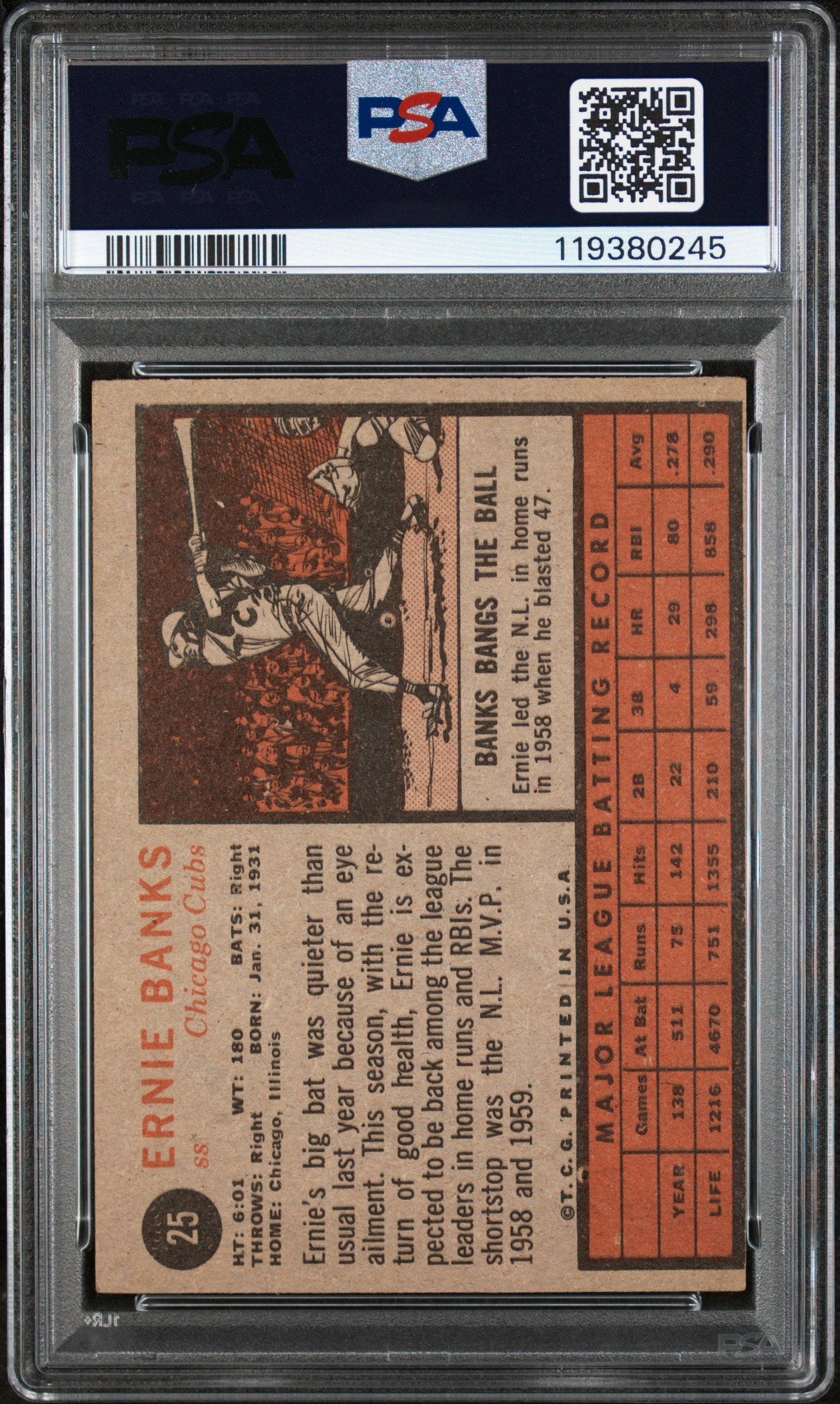 1962 Topps Ernie Banks #25 PSA 5