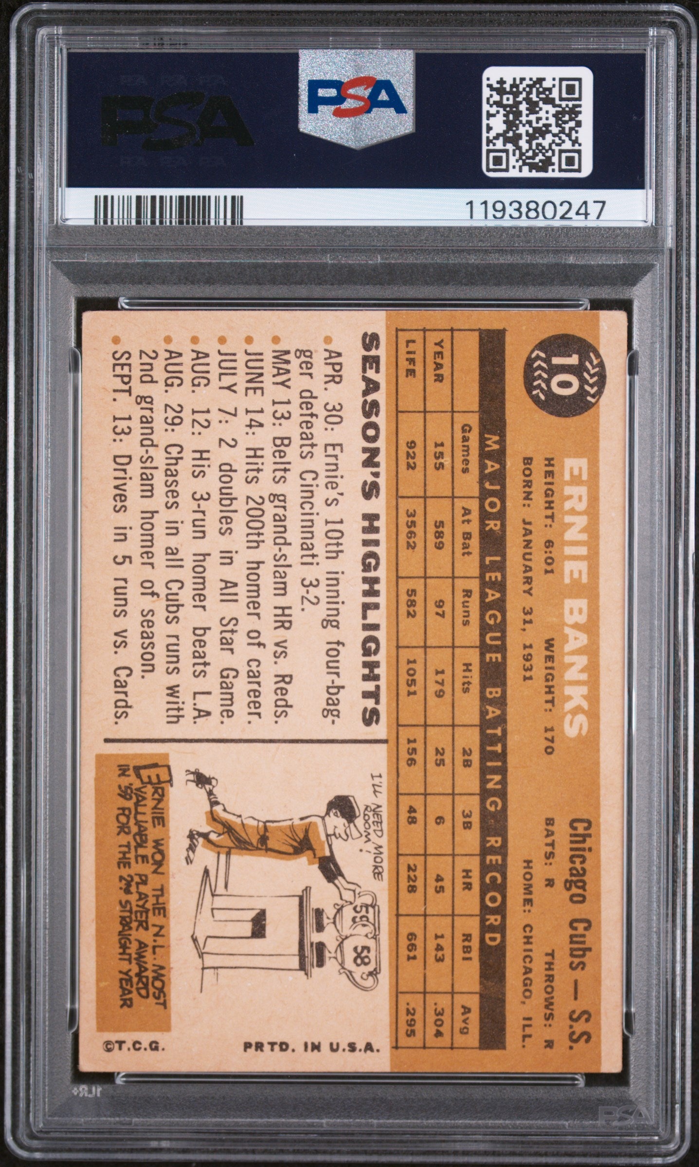 1960 Topps Ernie Banks #10 PSA 4