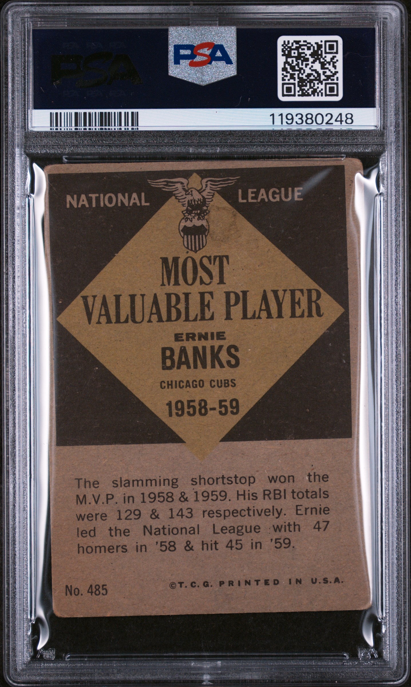 1961 Topps MVP Ernie Banks #485 PSA 3