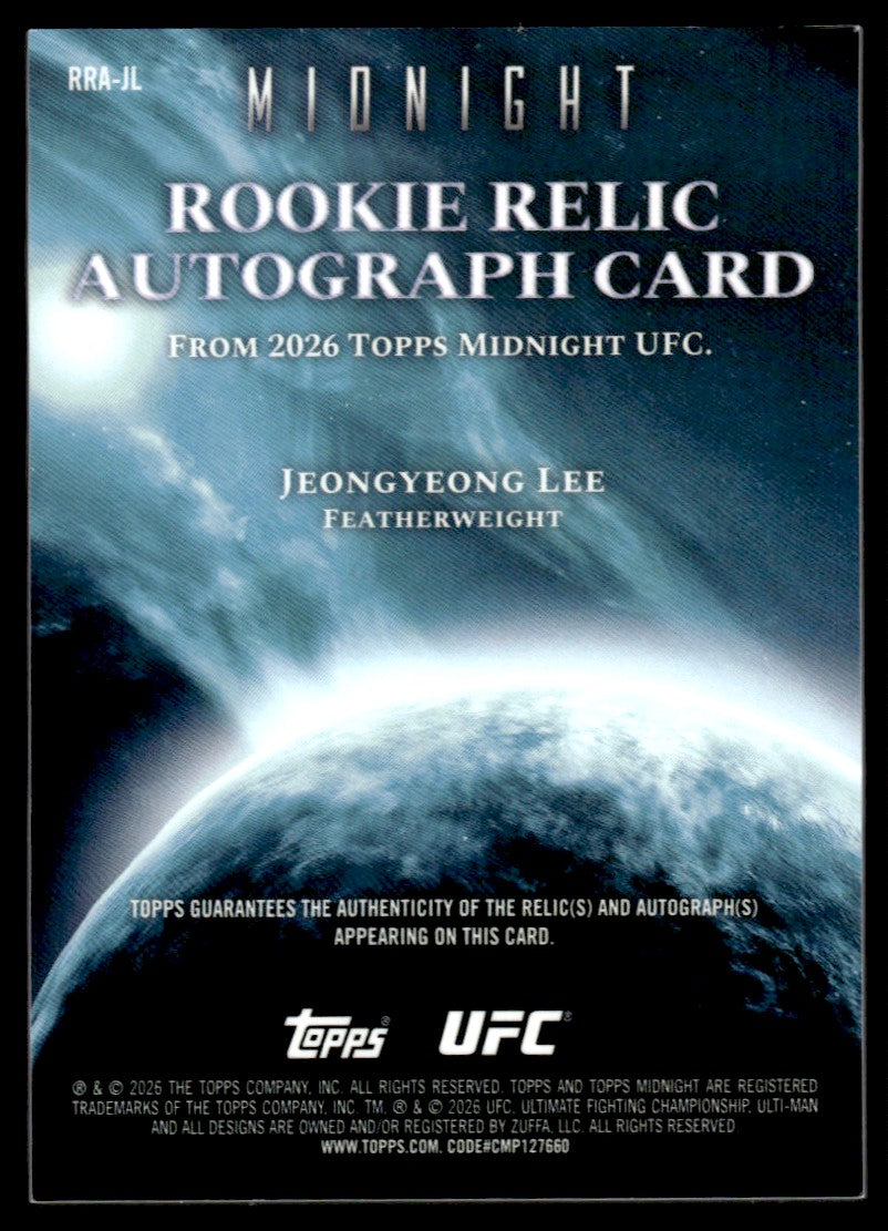 2026 Topps Midnight UFC Jeongyeong Lee Rookie Relic Auto #RRA-JL