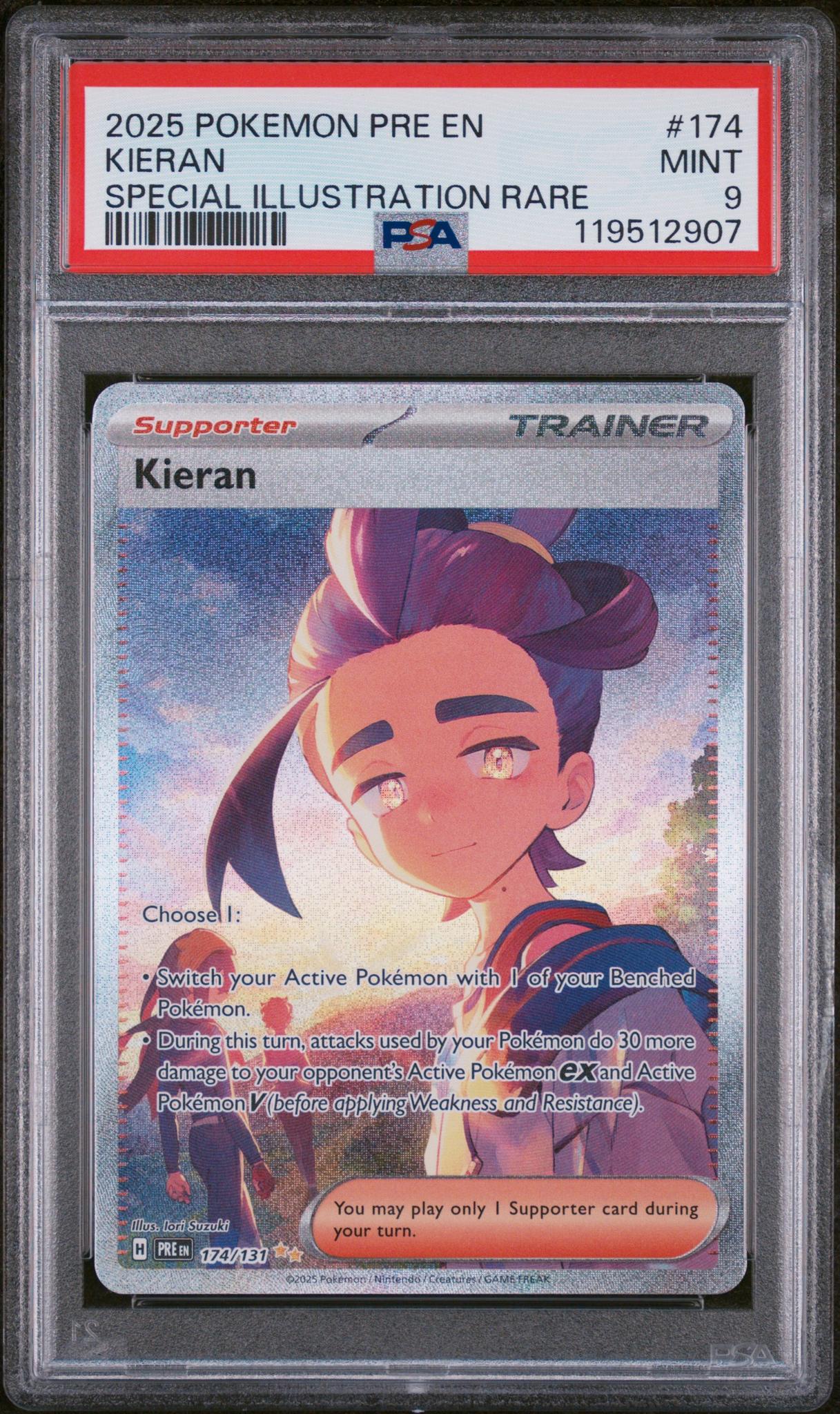 2025 Pokemon PRE EN Special Illustration Rare Kieran #174 PSA 9