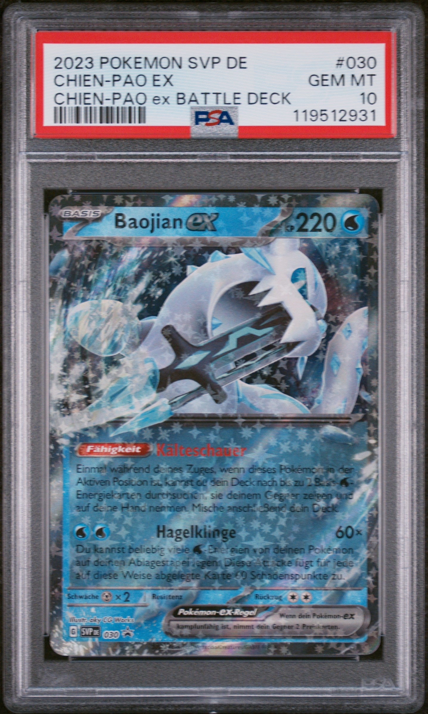 2023 Pokemon #030 Baojian EX Chien-Pao EX Battle Deck PSA 10