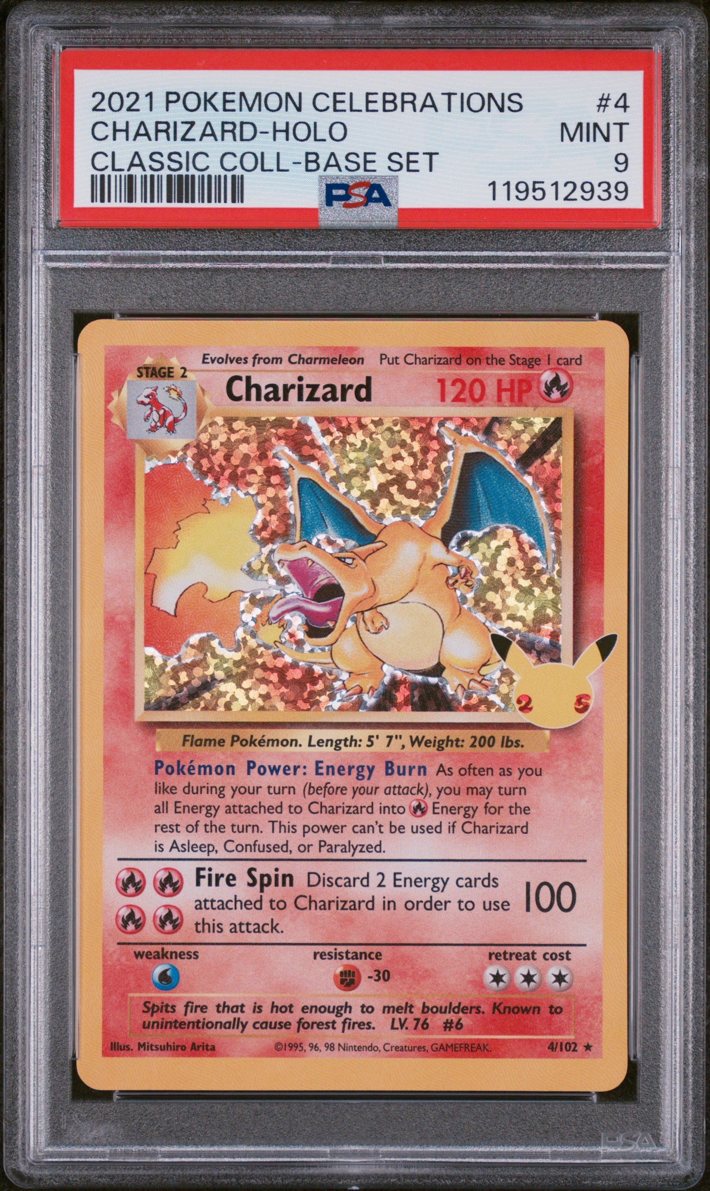 2021 Pokémon Celebrations Classic Collection Charizard #4/102 Holo PSA 9
