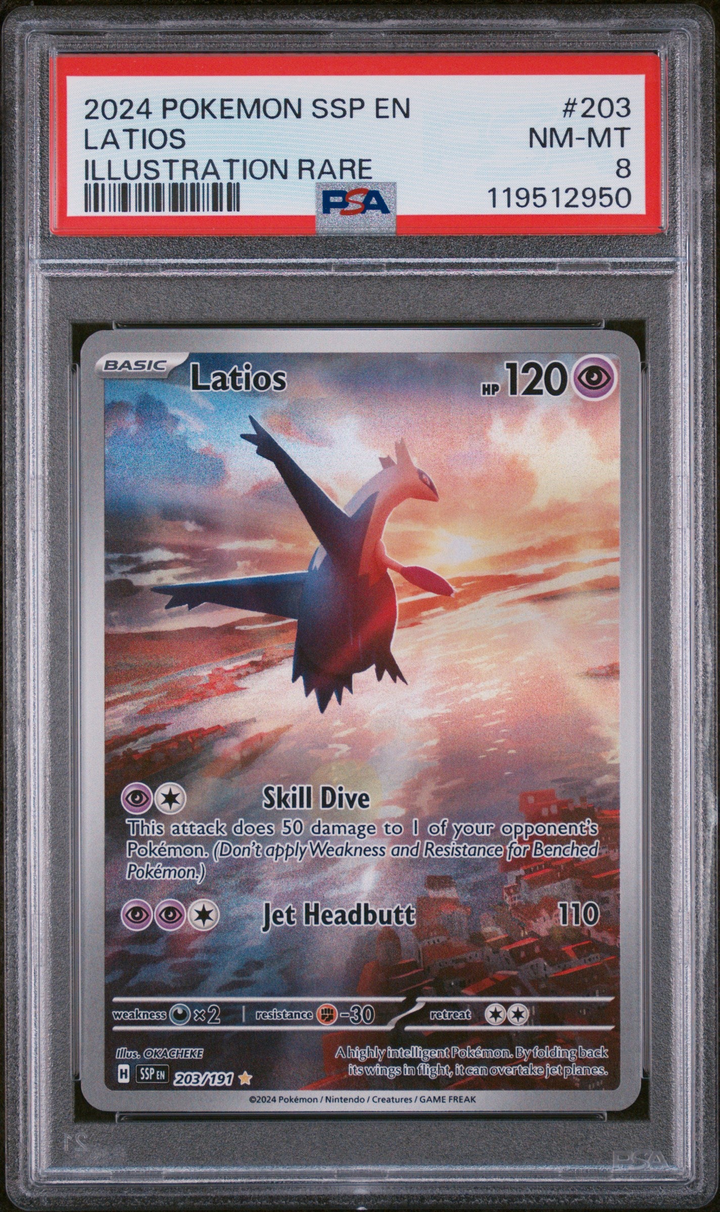 2024 Pokemon SSP #203/191 Latios Illustration Rare PSA 8