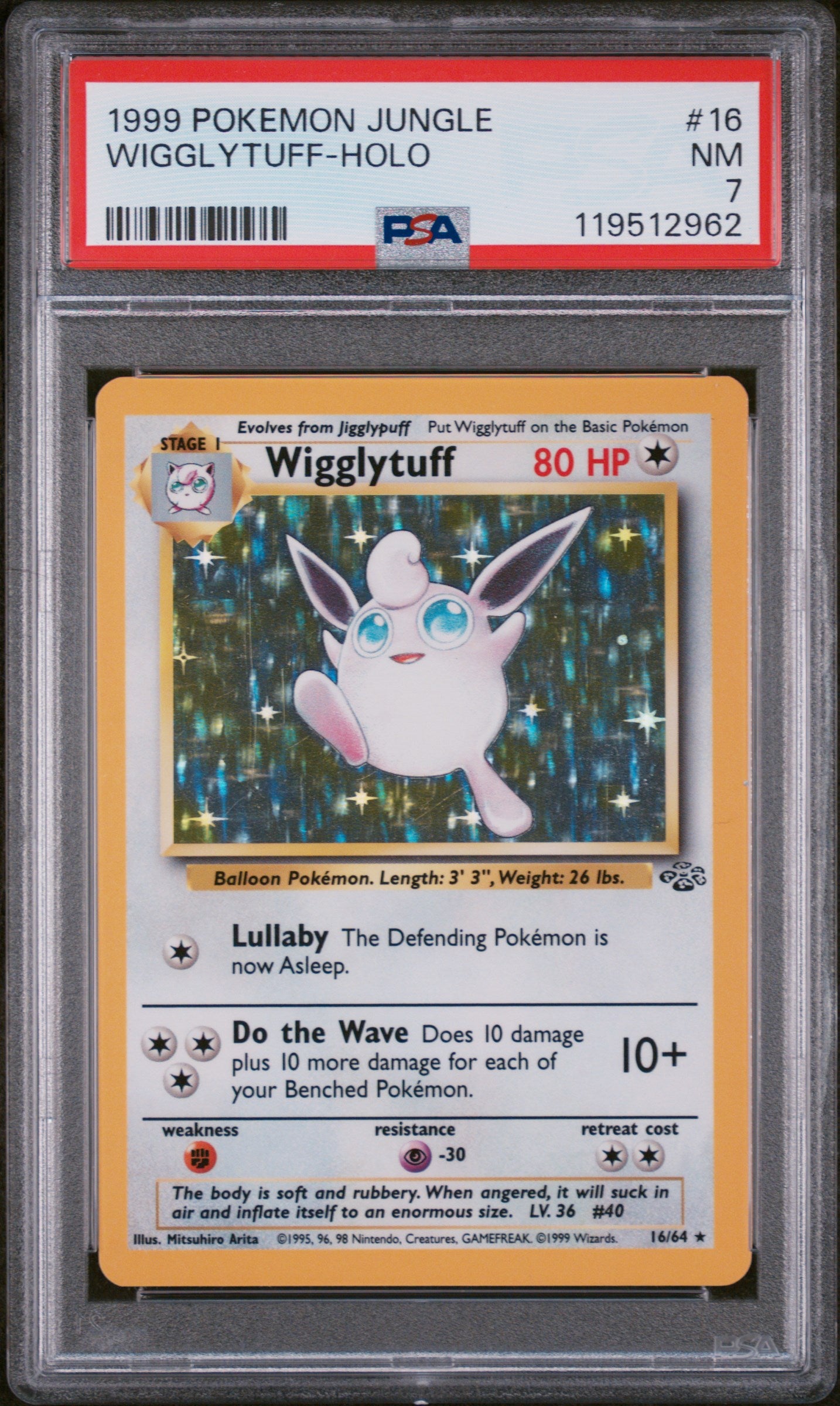1999 Pokémon Jungle Wigglytuff #16/64 Holo PSA 7