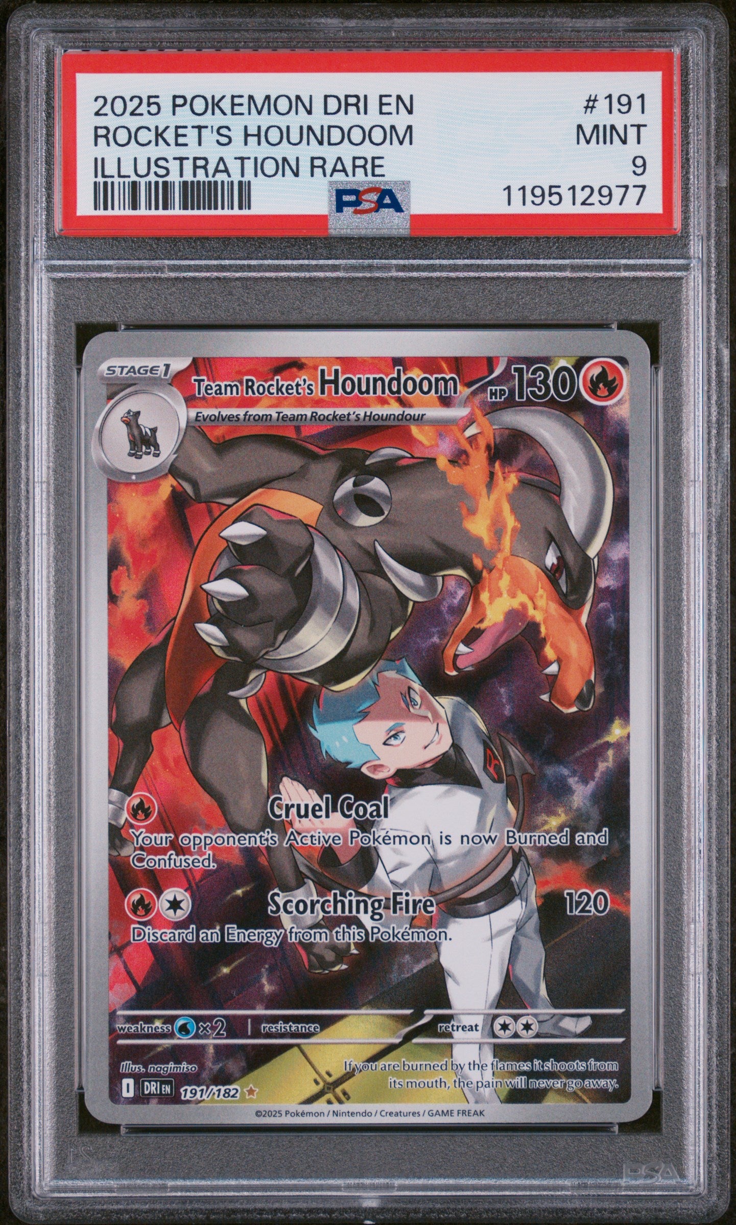2025 Pokemon #191/182 Rocket's Houndoom Illustration Rare PSA 9