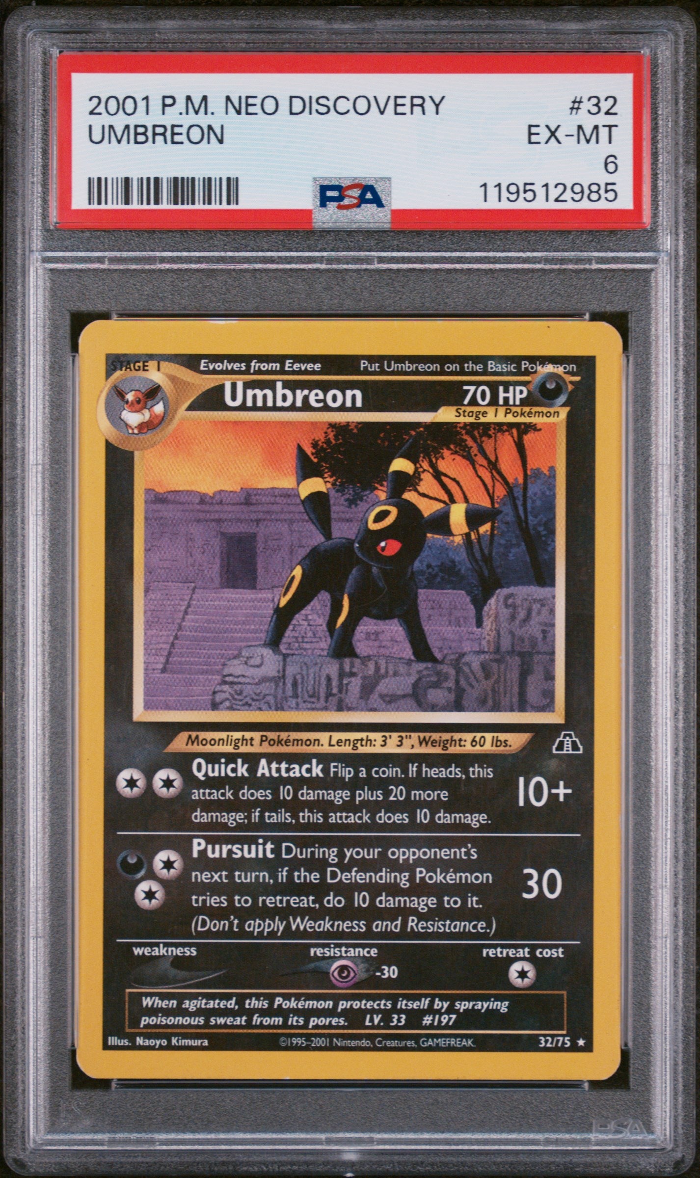 2001 Pokemon Neo Discovery Umbreon #32 PSA 6