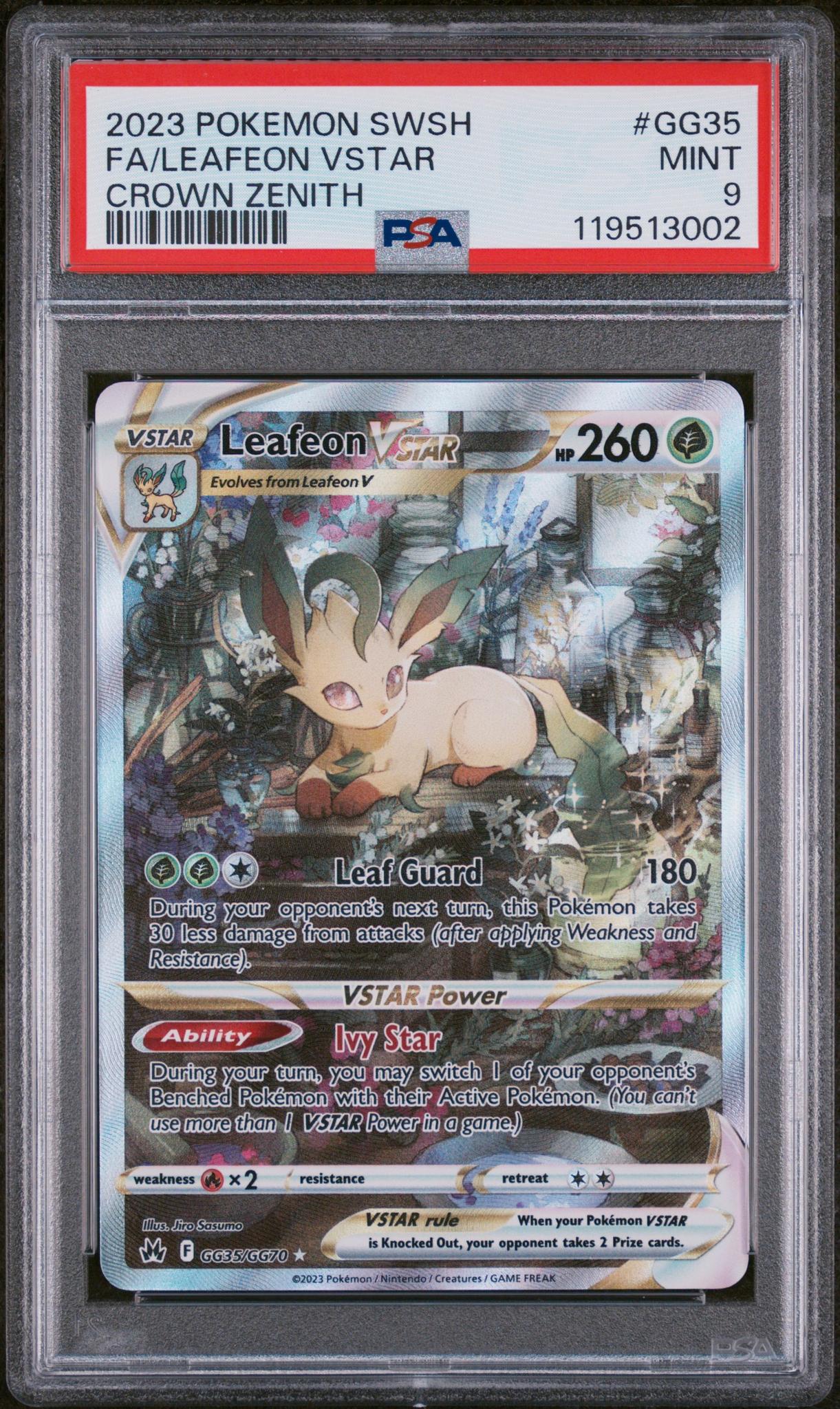 2023 Pokemon #GG35 Leafeon VSTAR Crown Zenith PSA 9