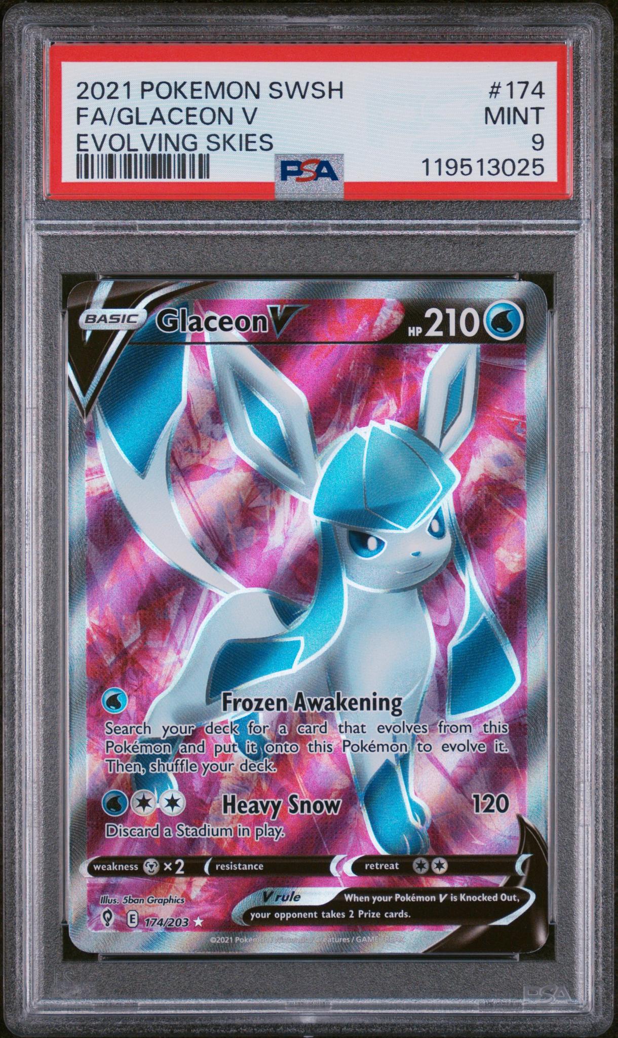2021 Pokemon Evolving Skies Full Art Glaceon V #174 PSA 9