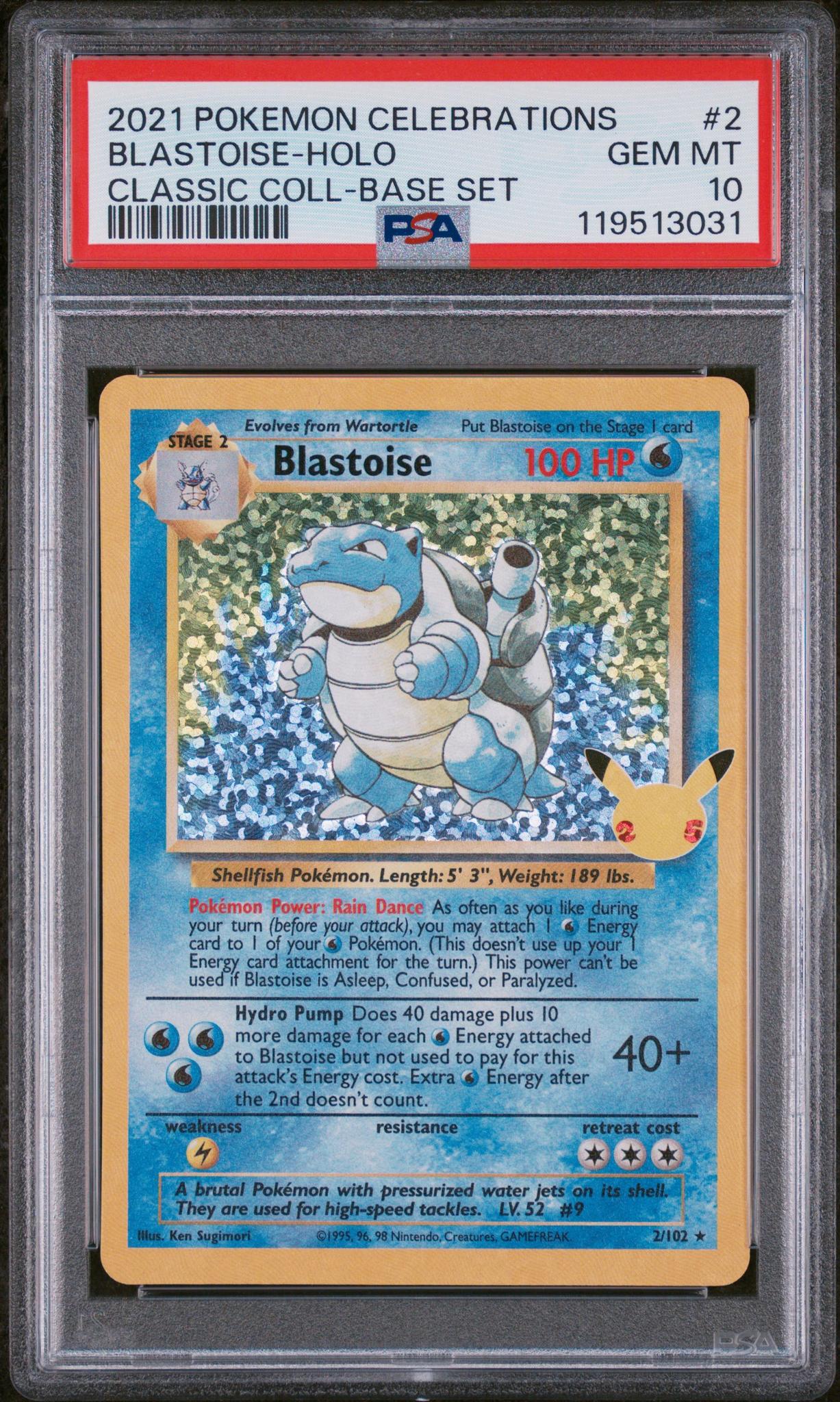 2021 Pokemon Celebrations Classic Collection Base Set Holo Blastoise #2 PSA 10