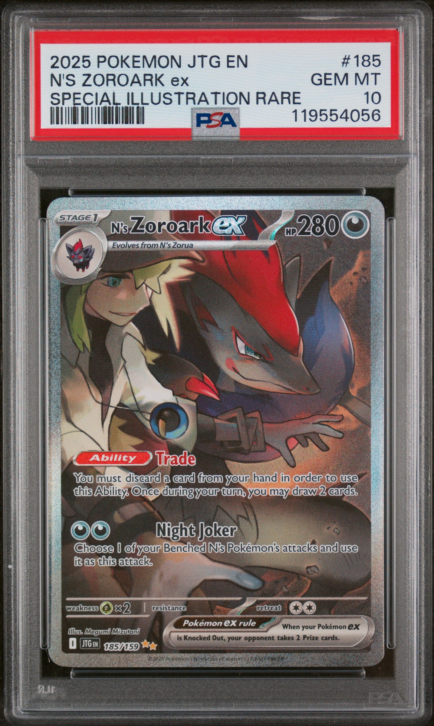 2025 Pokémon JTG Special Illustration Rare N's Zoroark #185/159 ex PSA 10
