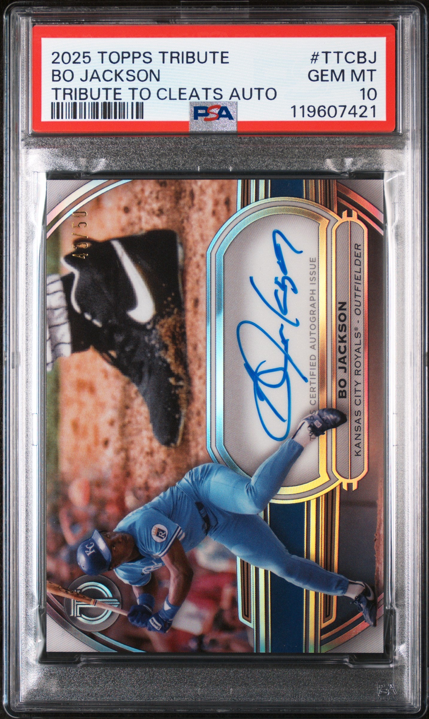 2025 Topps Tribute Tribute to Cleats Bo Jackson #TTC-BJ Auto /50 PSA 10