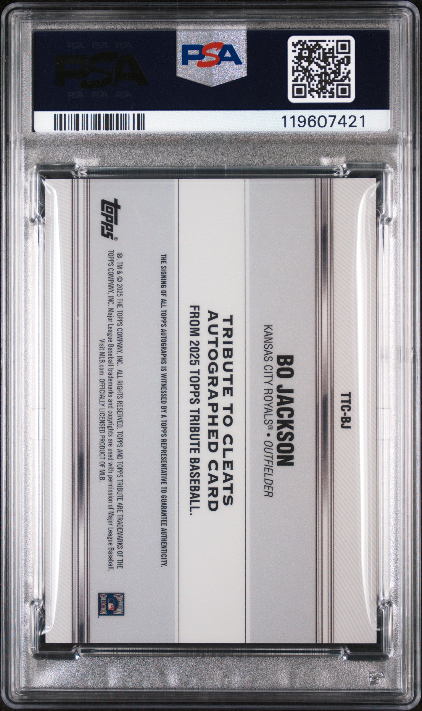 2025 Topps Tribute Tribute to Cleats Bo Jackson #TTC-BJ Auto /50 PSA 10