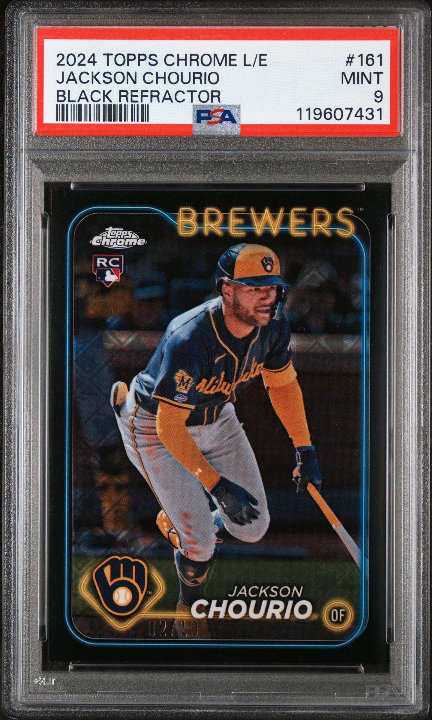 2024 Topps Chrome L/E Black Refractor Jackson Chourio #161 RC /10 PSA 9