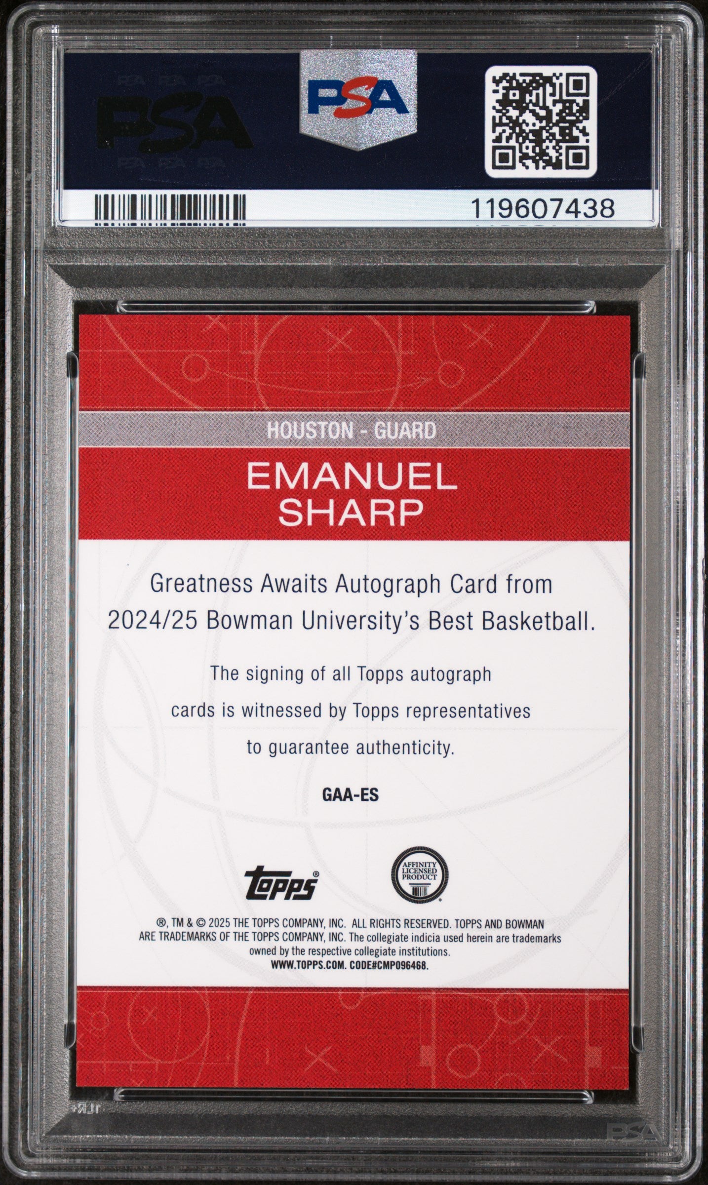 2024 Bowman #GAA-ES Emanuel Sharp Greatness Awaits /75 PSA 10